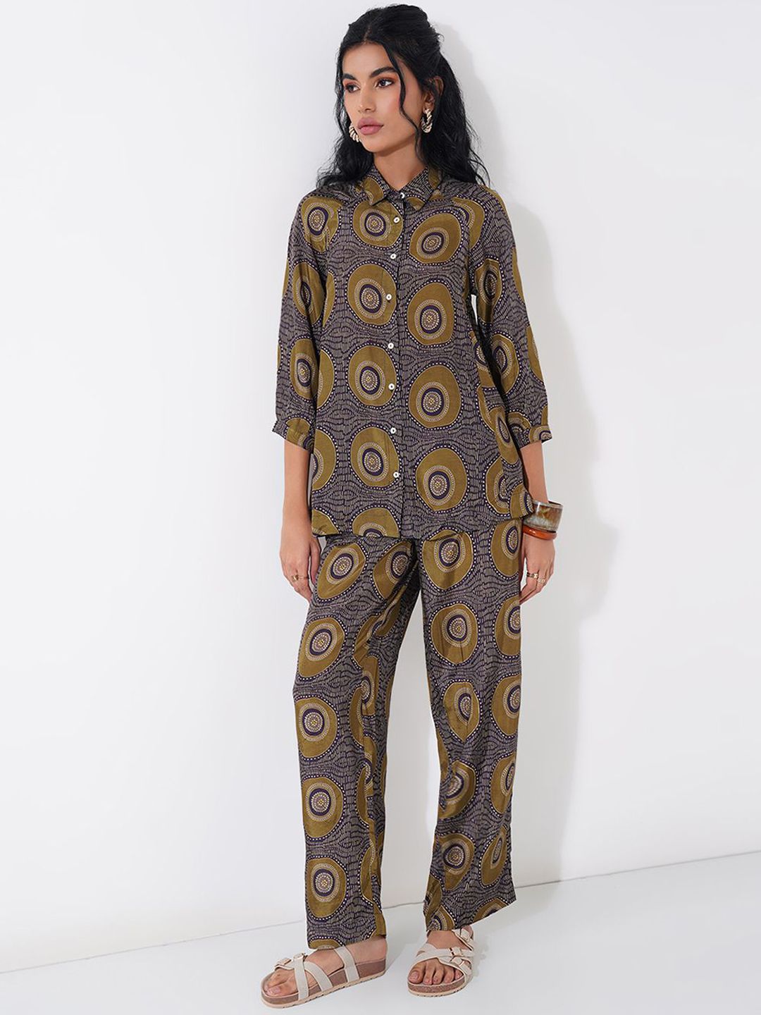AKKRITI BY PANTALOONS Printed Shirt With Trousers Co-Ords Set-picture-35