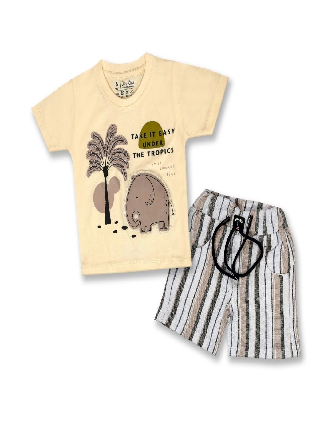 Joy Kids Boys Brown Printed T-shirt With Shorts Clothing Set-picture-21