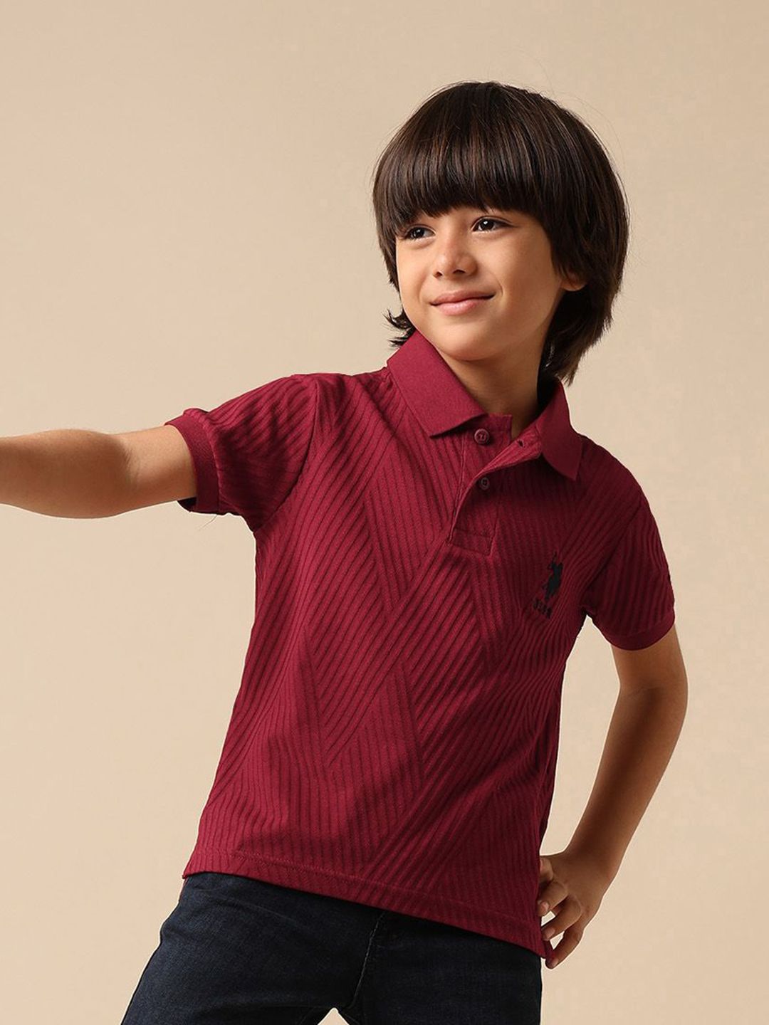 u.s. polo assn. kids Uspa Kids Boys Textured Pure Cotton Polo T-shirt-picture-34