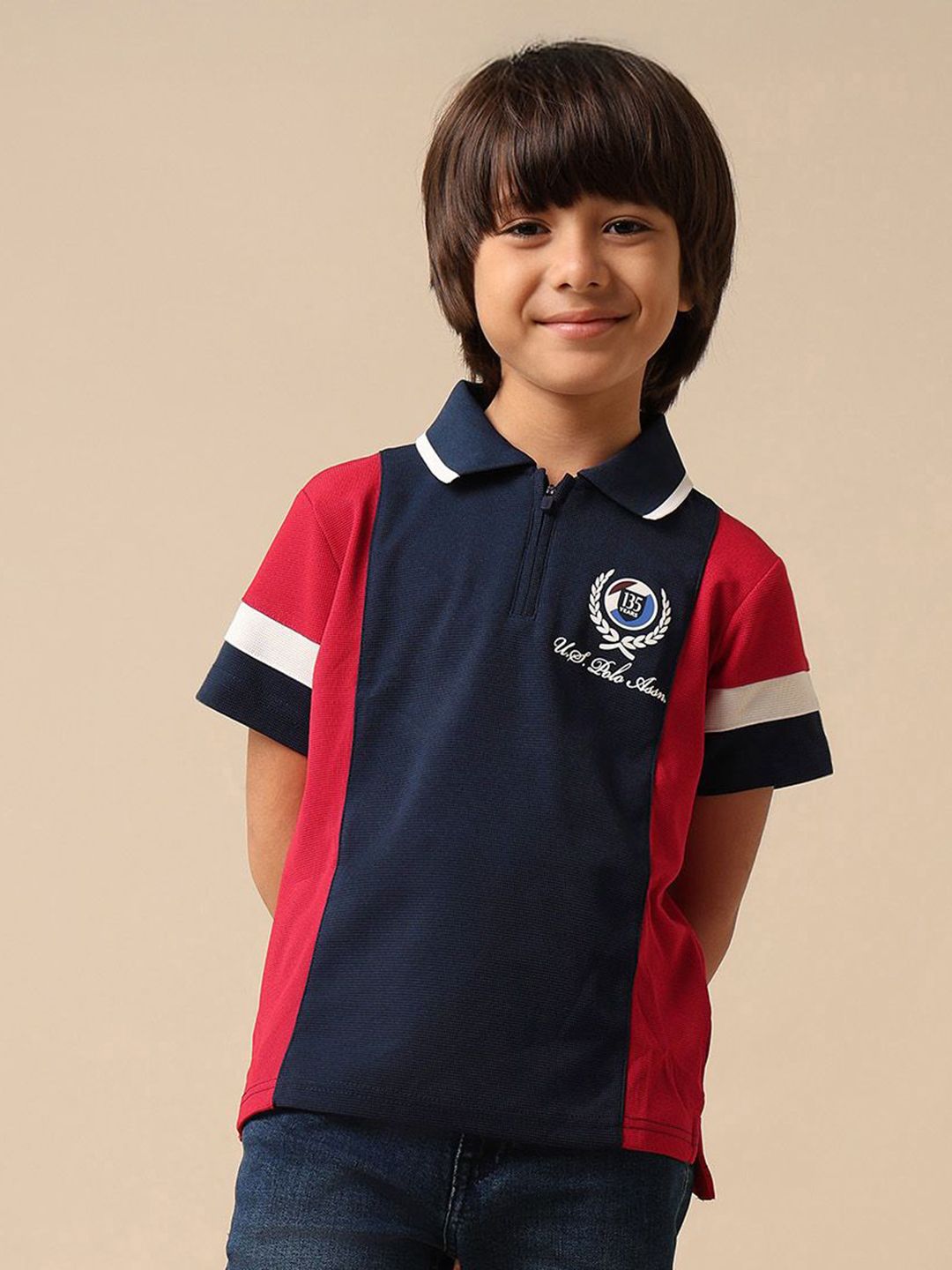 u.s. polo assn. kids Uspa Kids Boys Colour Blocked Regular Fit Polo Cotton T-shirt-picture-23