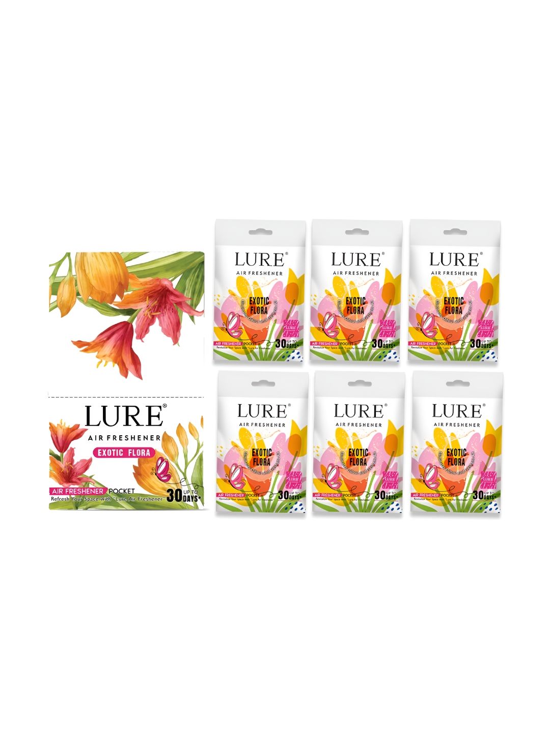 LURE White & Orange Colored 6 Pieces Exotic Flora Air Fresheners-image-41