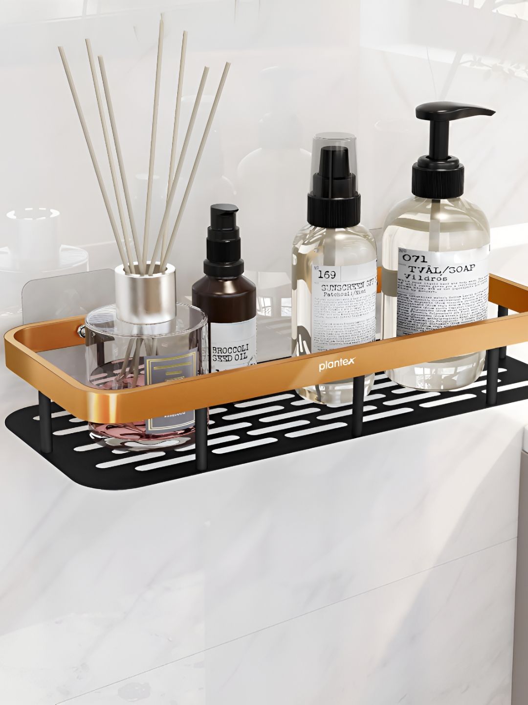 Plantex Gold-Toned & Black Stainless Steel Bathroom Caddy-picture-33