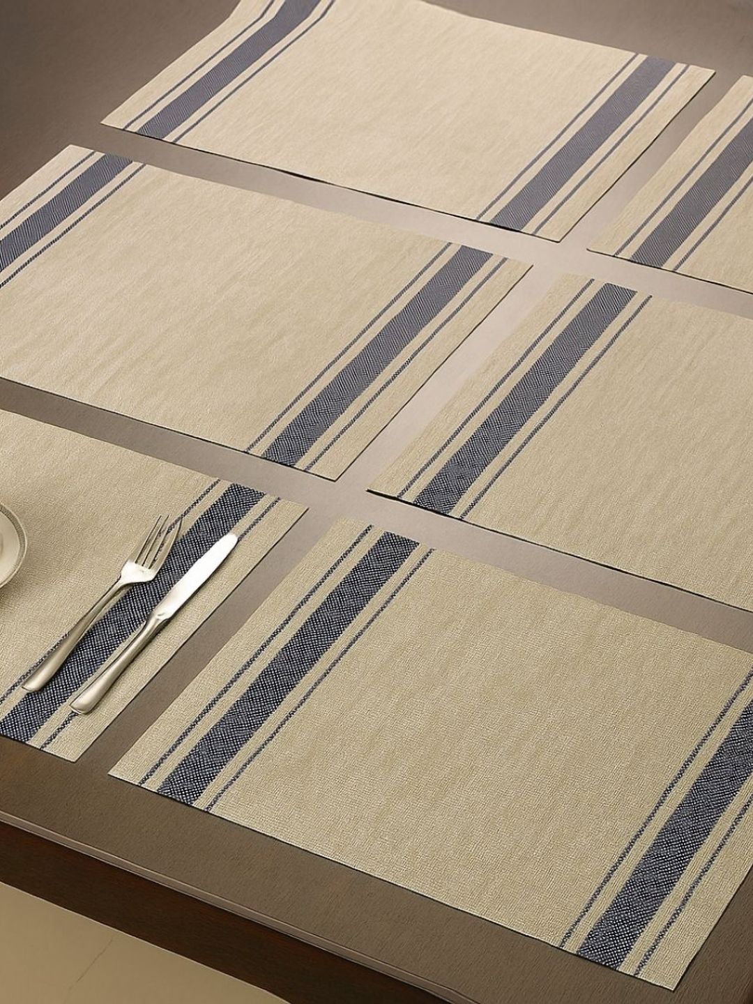 Baskety 6-Pcs Beige & Blue Textured TablePlacemats-picture-26