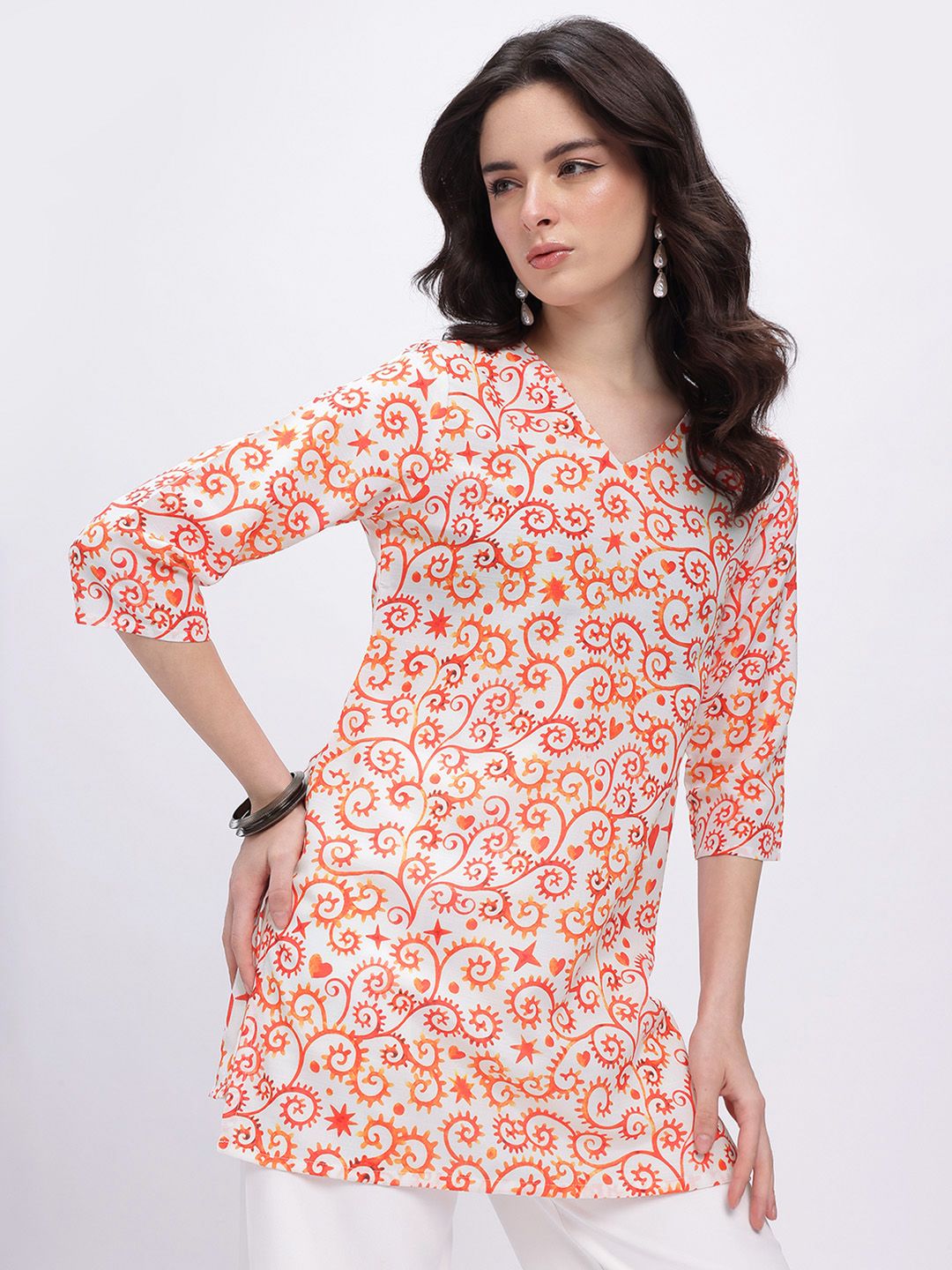 Anouk Rustic Floral Print V-Neck Straight Kurti-picture-37