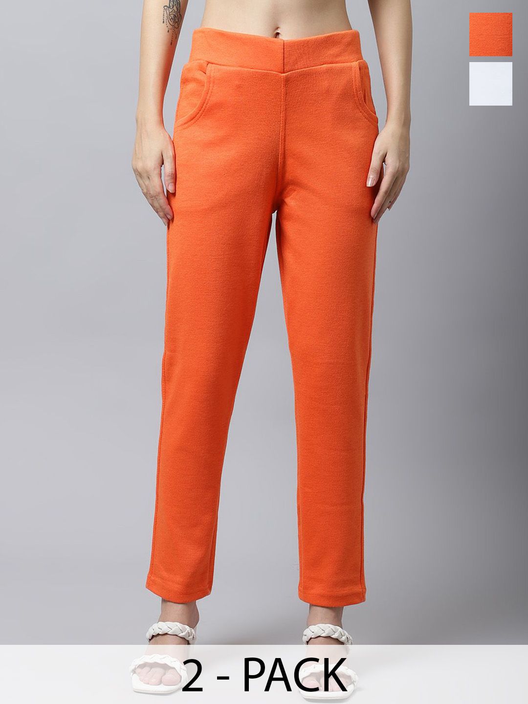 Valles365 by S.C. Women Pack Of 2 Mid-Rise Woolen Trousers-picture-20