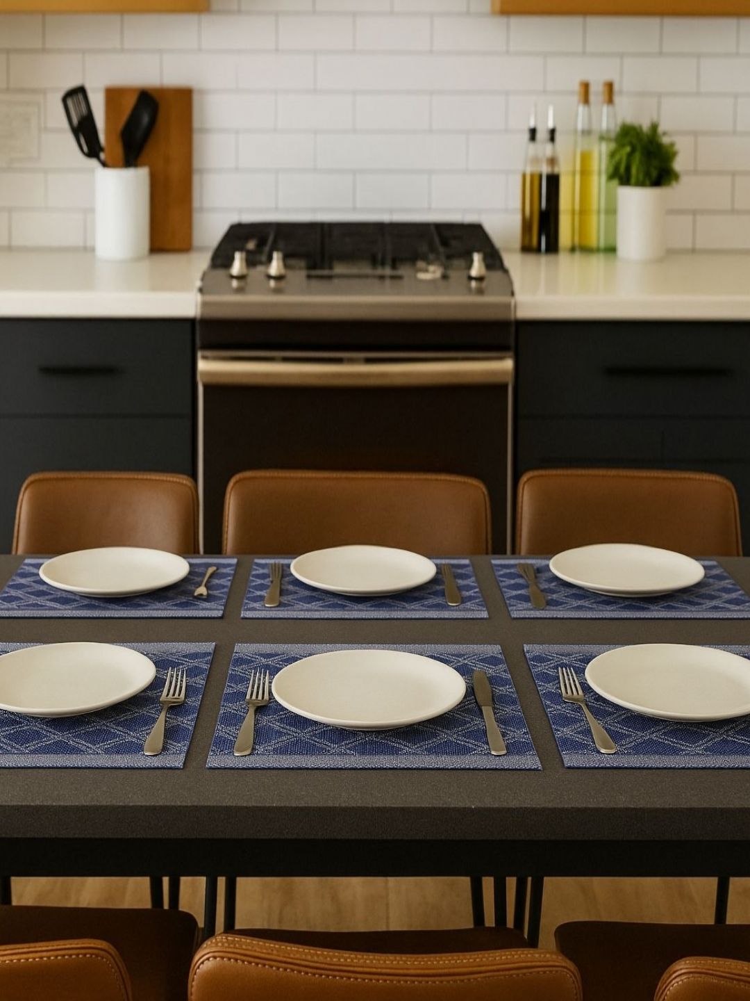 Baskety 6-Pcs Grey & Blue Textured TablePlacemats-picture-25
