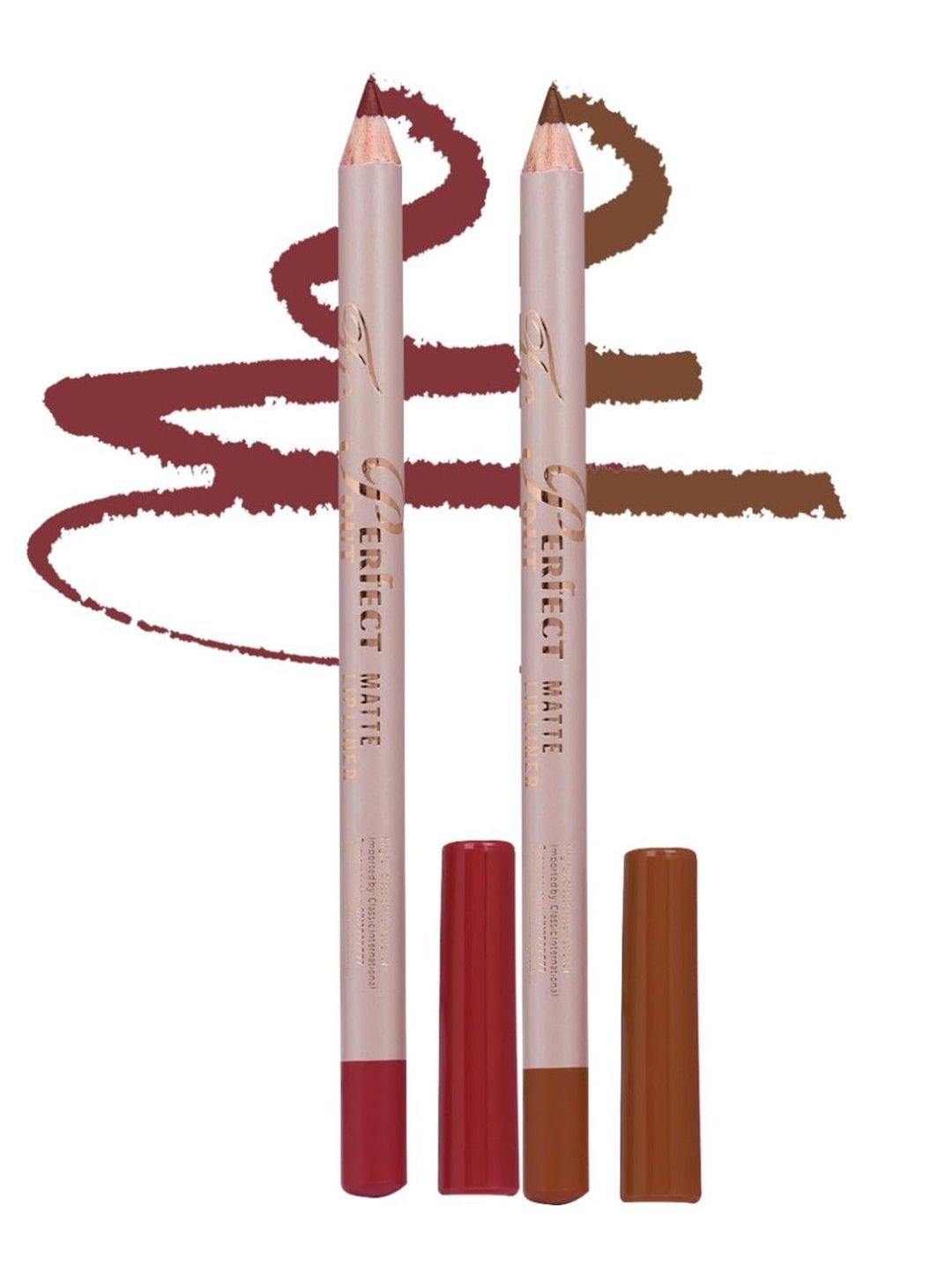 Fashion Colour Set Of 2 Perfect Pout Matte Pencil Lip Liner - Royal Red 01 - Choco Nude 03-image-45