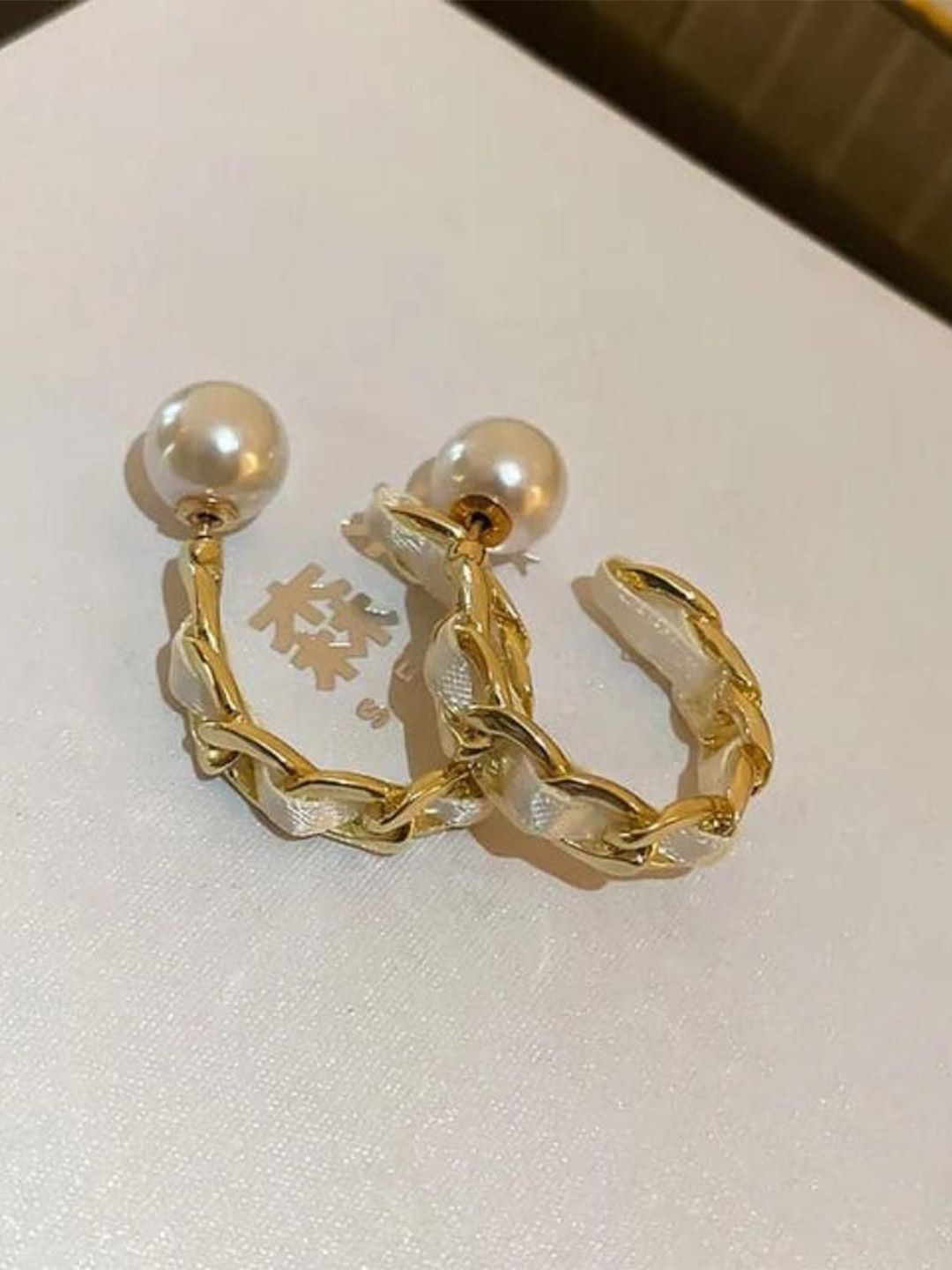 Estailo fashion Artificial Beaded Spherical Shaped Half Hoop Earrings-picture-18