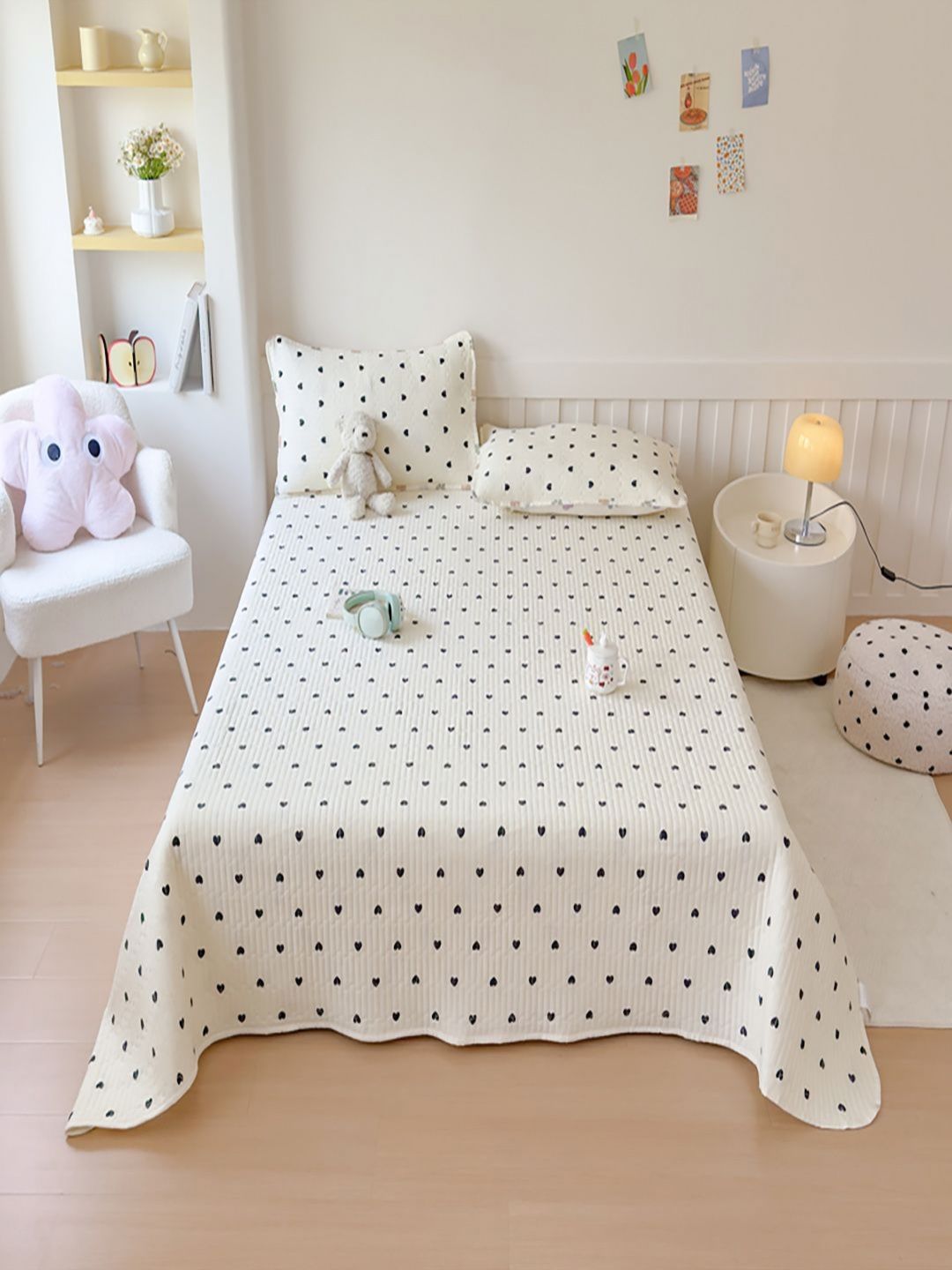 JC HOME 3-Pcs White & Black Conversational Printed Double Superking Bed & Pillow Covers-image-31
