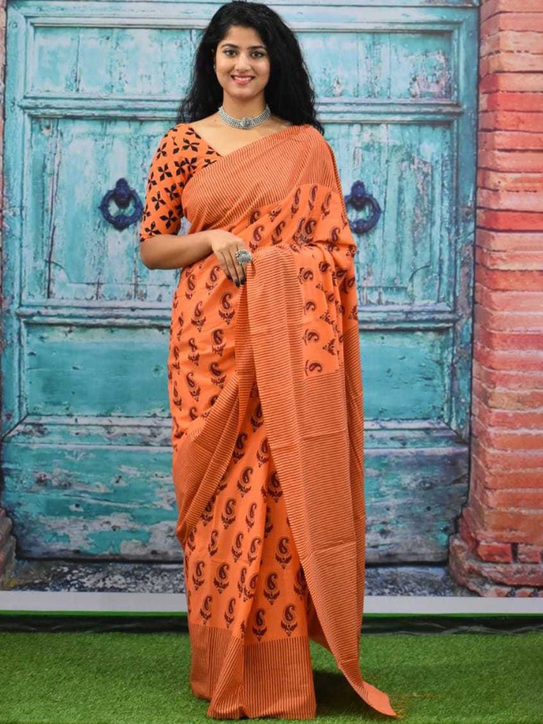 Craft Musium Ethnic Motifs Printed Pure Cotton Saree-picture-31