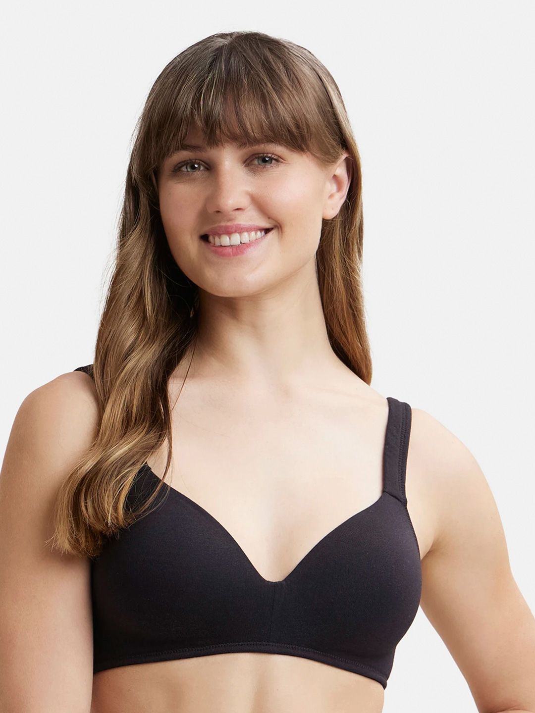 Jockey Wirefree Padded Cotton Full Coverage Lounge Bra with Included Bra Pouch-FE57