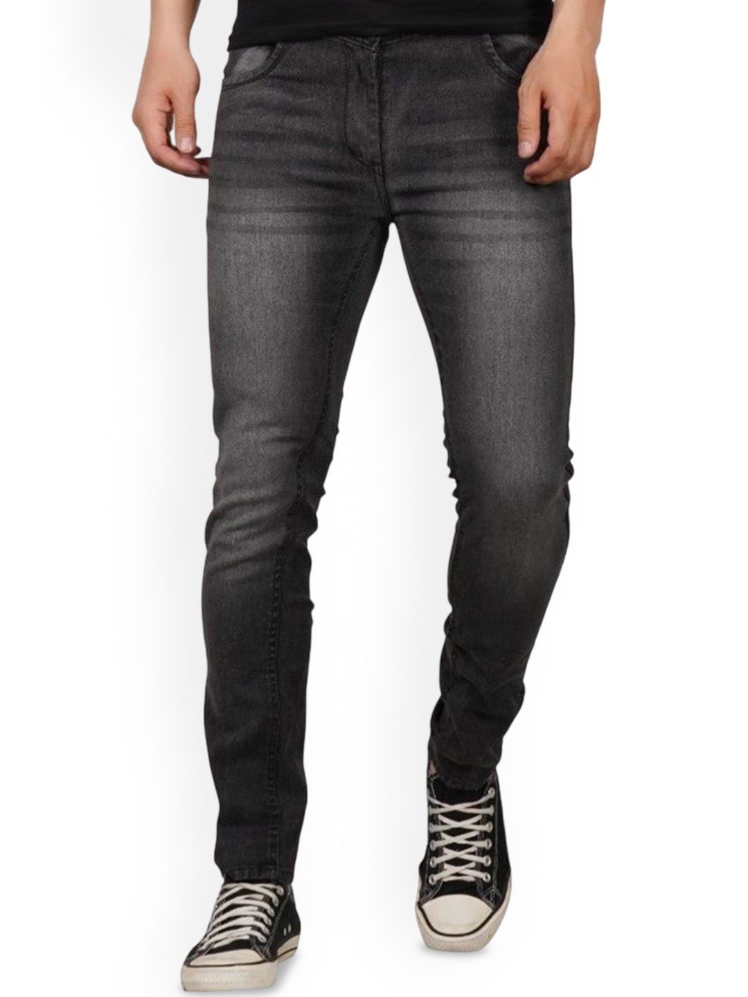 MaverIQ Men Classic Tapered Fit Mid-Rise Light Fade Stretchable Jeans-picture-23