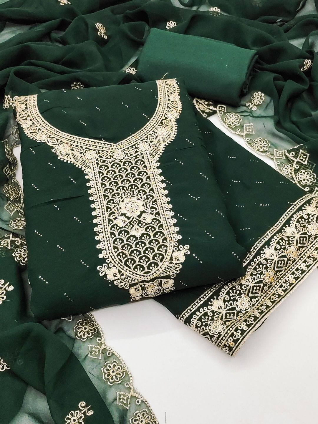 KALINI Embroidered Unstitched Georgette Dress Material-picture-10