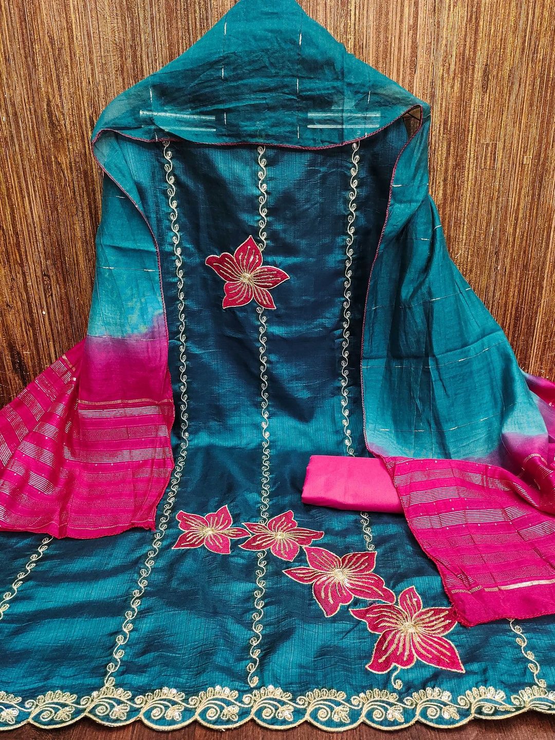 KALINI Women Floral Embroidered Sequinned Unstitched Dress Material-picture-32