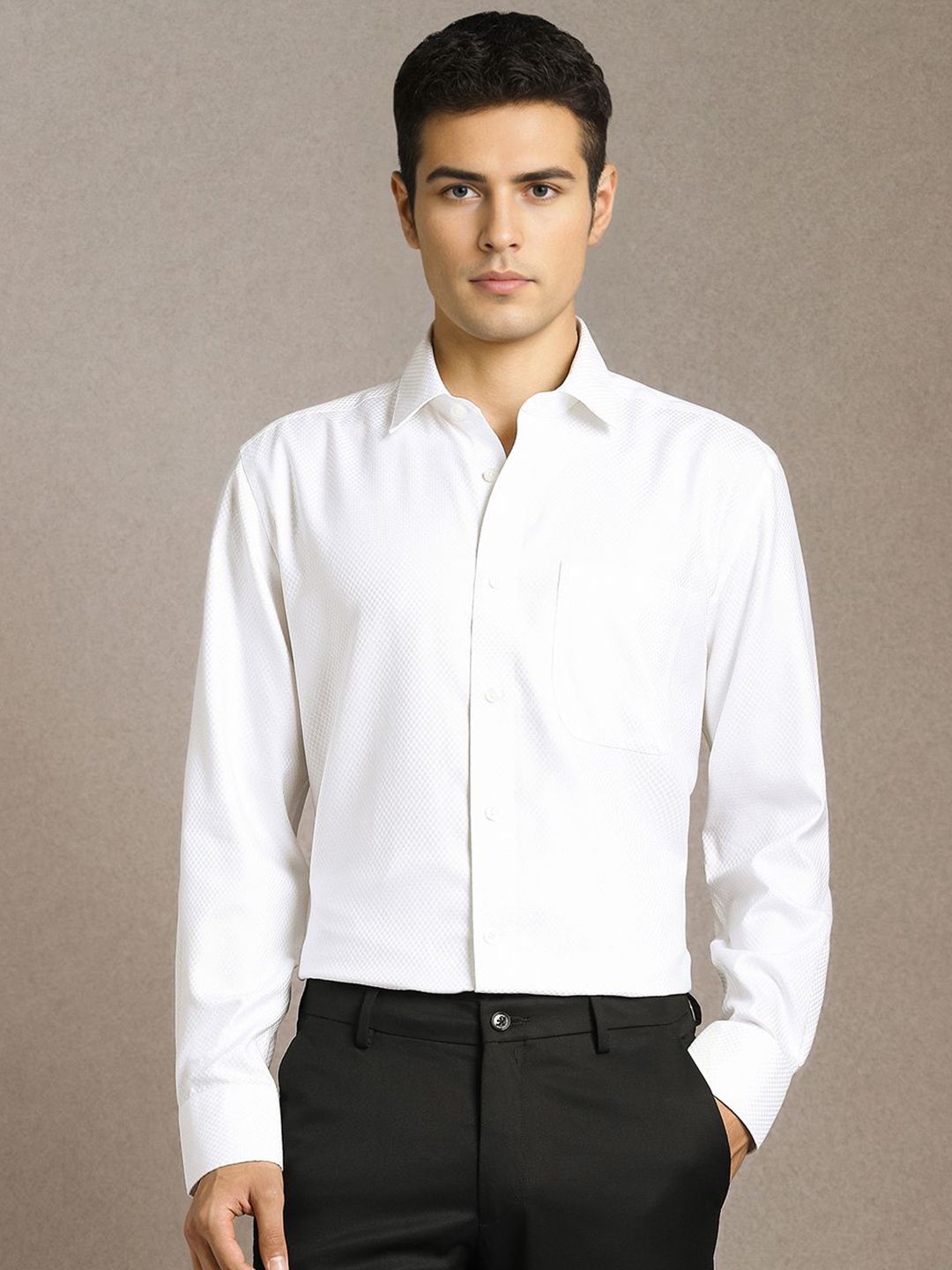 Luxure by Louis Philippe Men Solid Spread Collar Pure Cotton Formal Shirt-picture-25