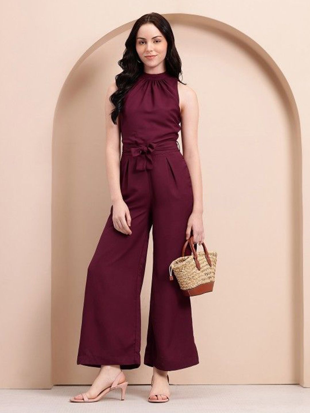 Madhuni Women Halter Neck Basic Jumpsuit-image-47
