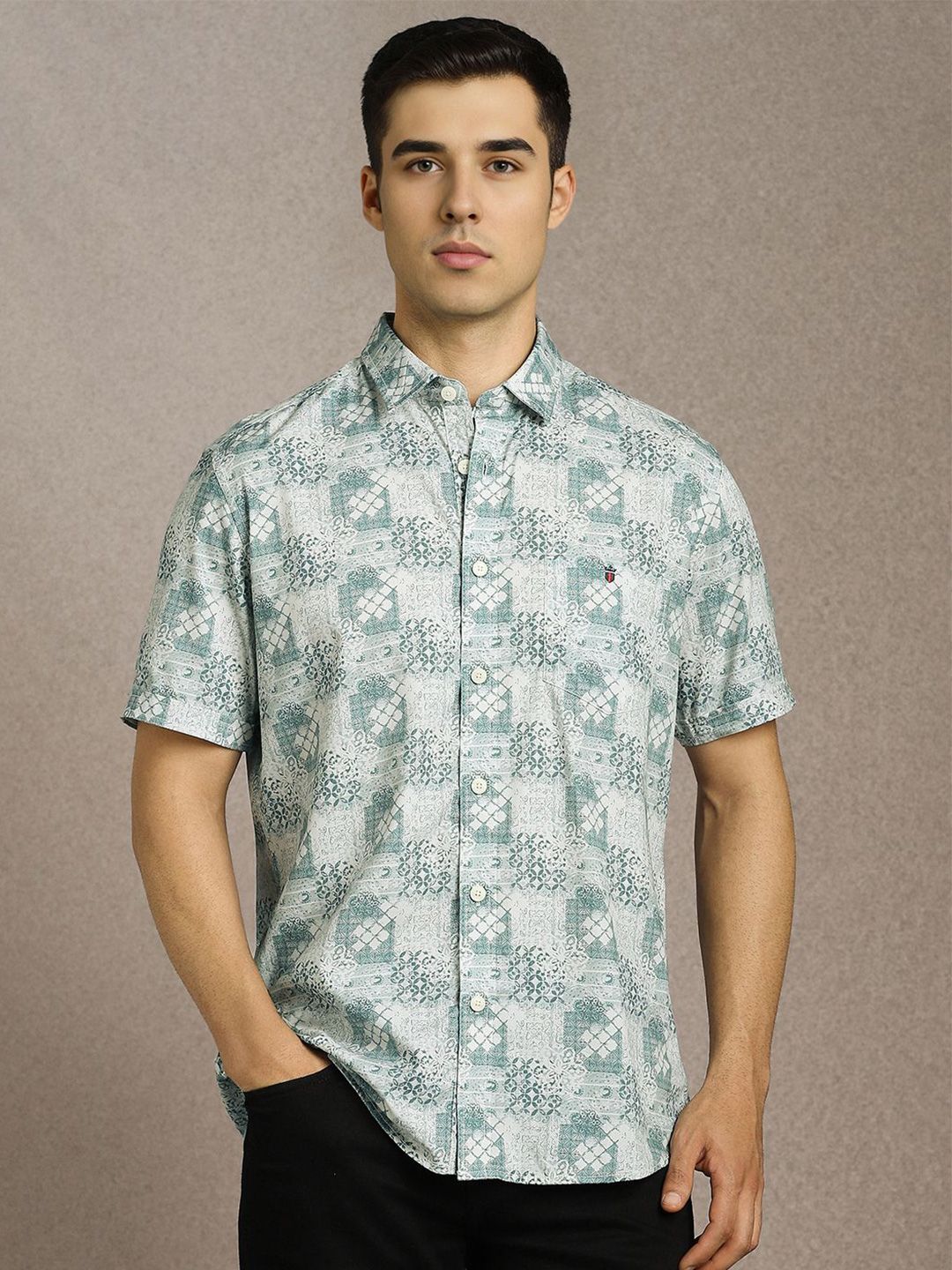 Louis Philippe Jeans Men Slim Fit Ethnic Motifs Printed Spread Collar Casual Shirt-picture-10