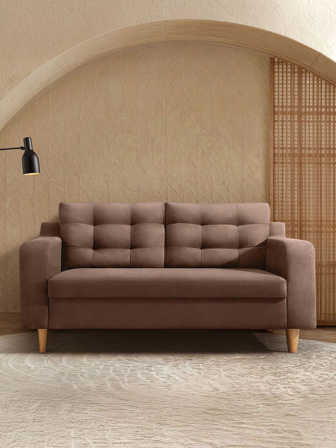 Duroflex Unisex Ease Plus - 2 Seater Sofa Premium Wooden Frame Sofa - Cocoa Brown-picture-36