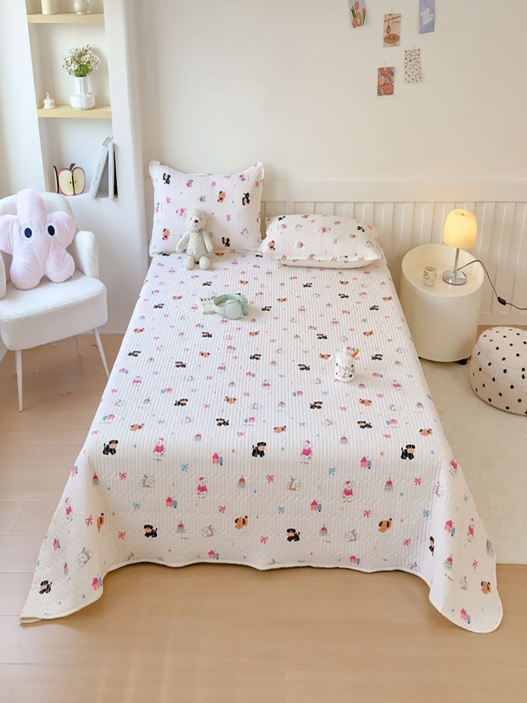 JC HOME Unisex Conversational Printed Double Queen Bed & Pillow Covers-image-29