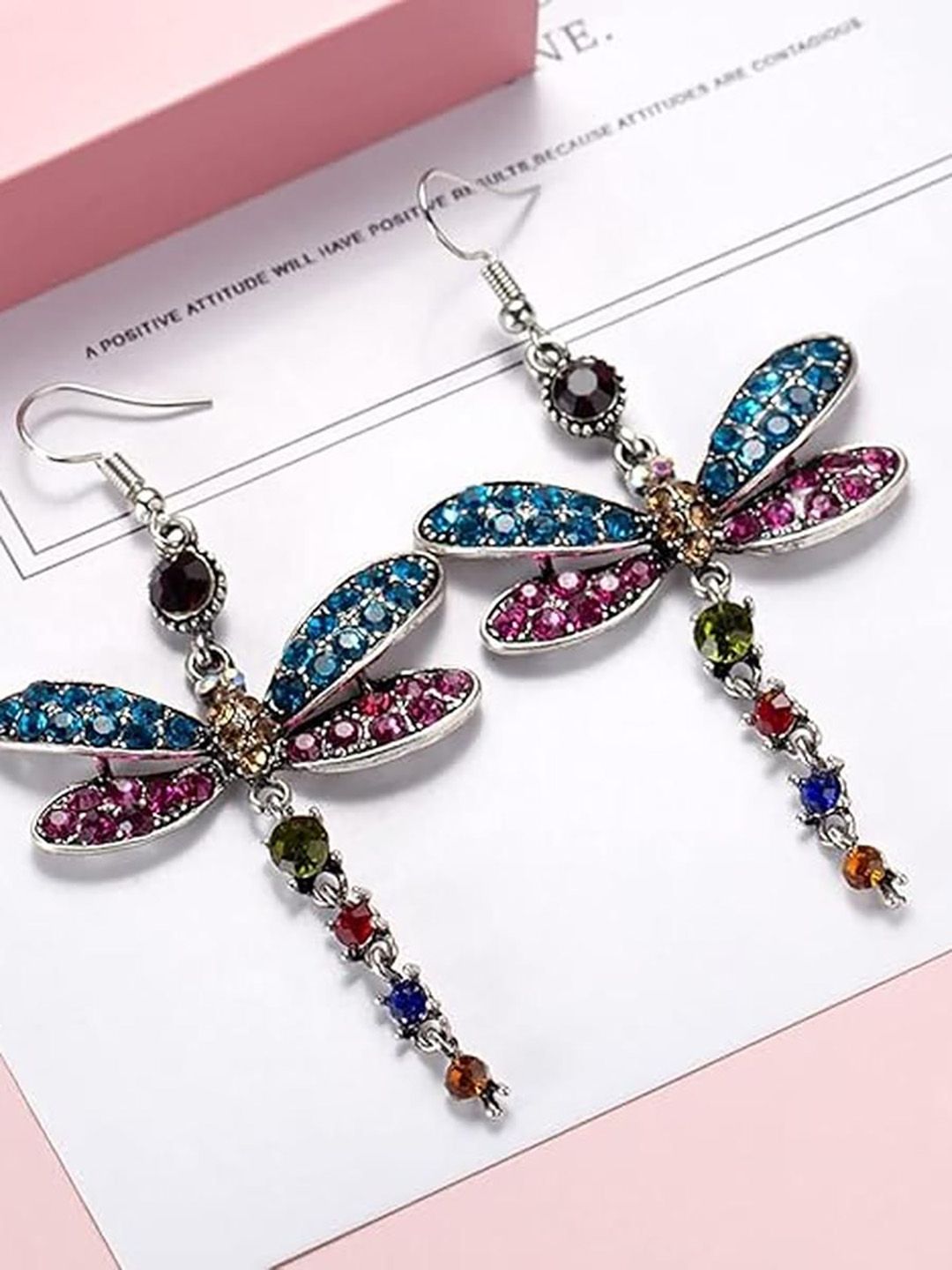 EL REGALO Artificial Stones Studded Animal Shaped Drop Earrings-image-11