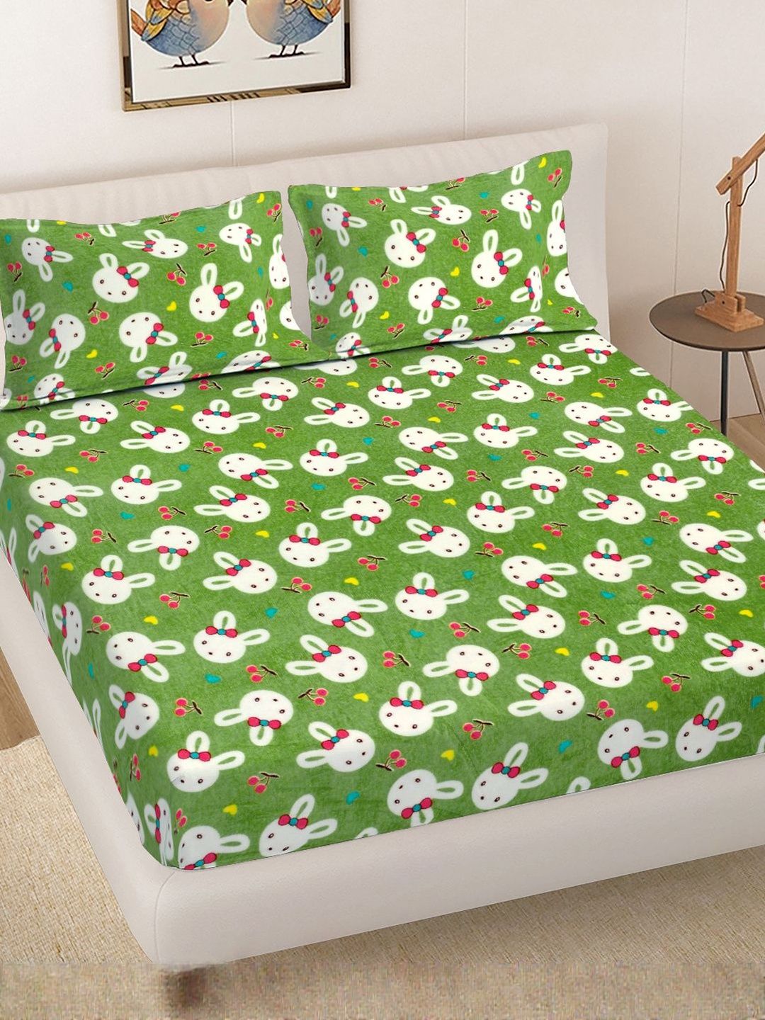 Myntra Elegant Homes Woollen Cartoon Characters 300 TC King Bedsheet with 2 Pillow Covers-picture-40
