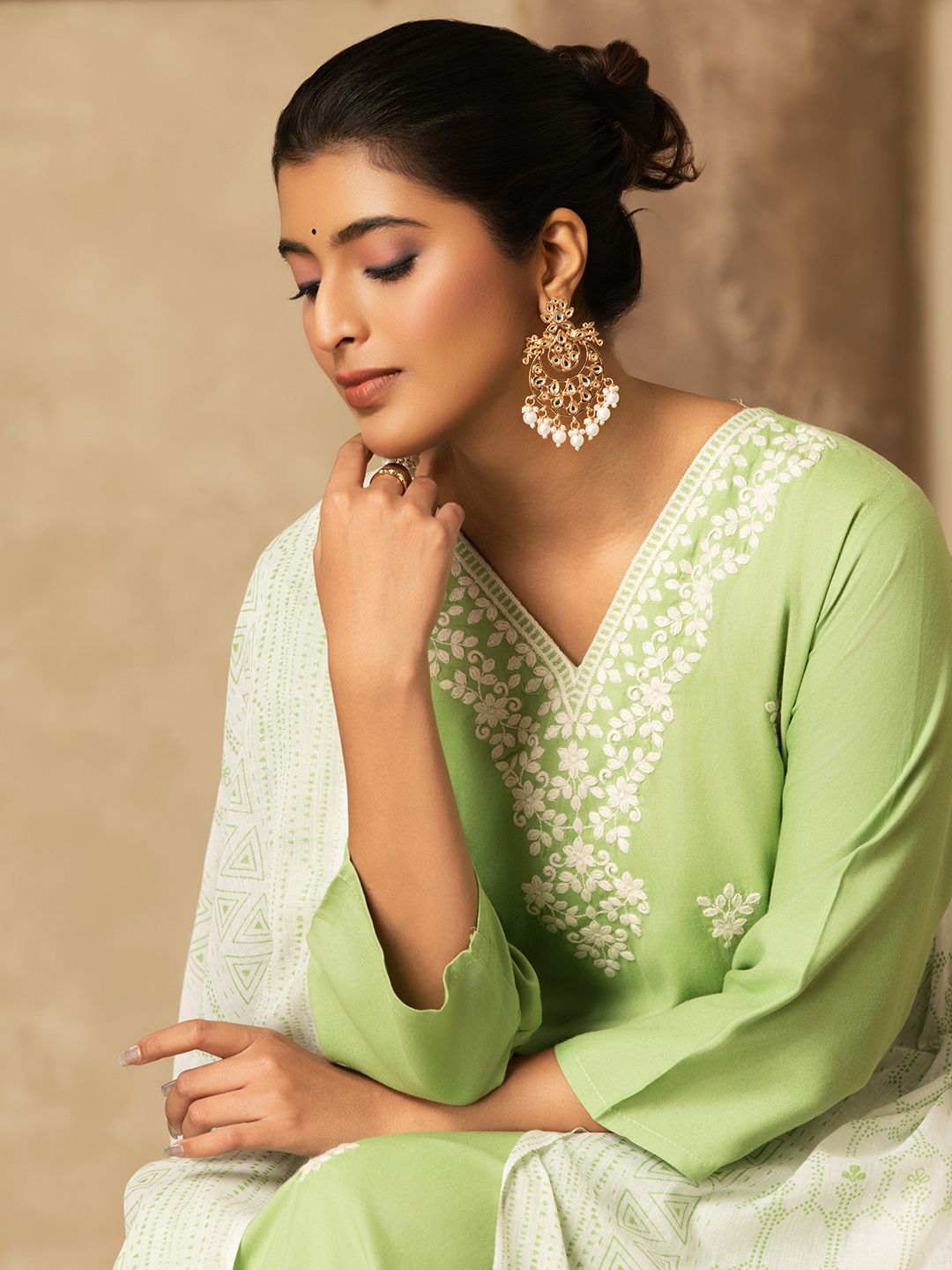 Sangria Women Ethnic Motifs Printed Kurta with Trousers & Dupatta