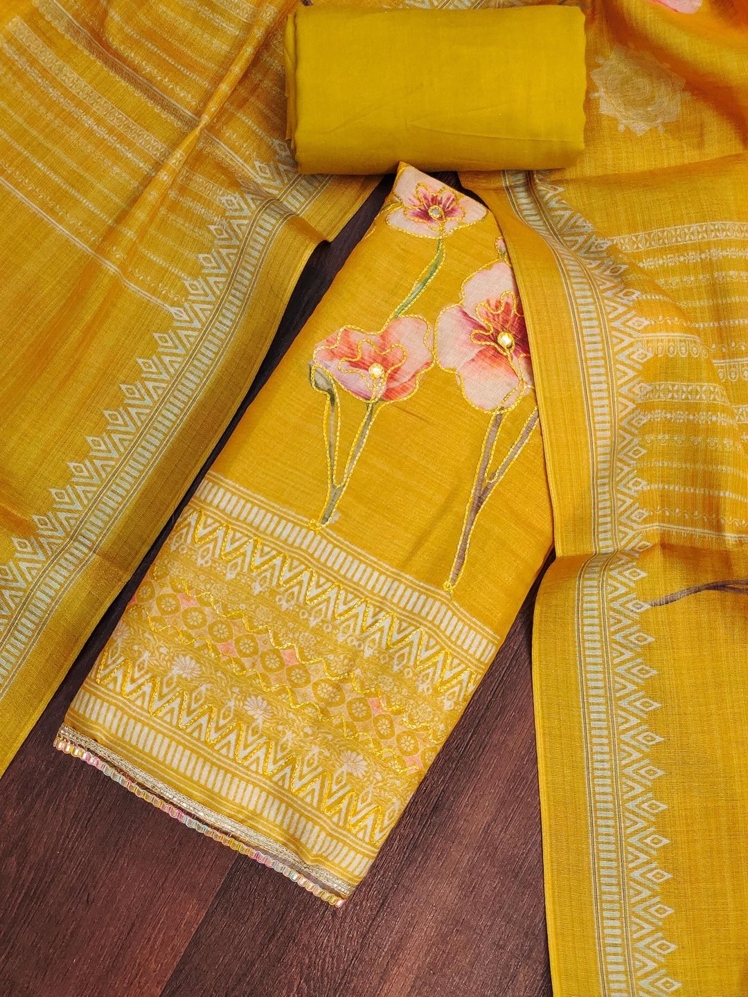 DIVASTRI Floral Embroidered Unstitched Dress Material-picture-42