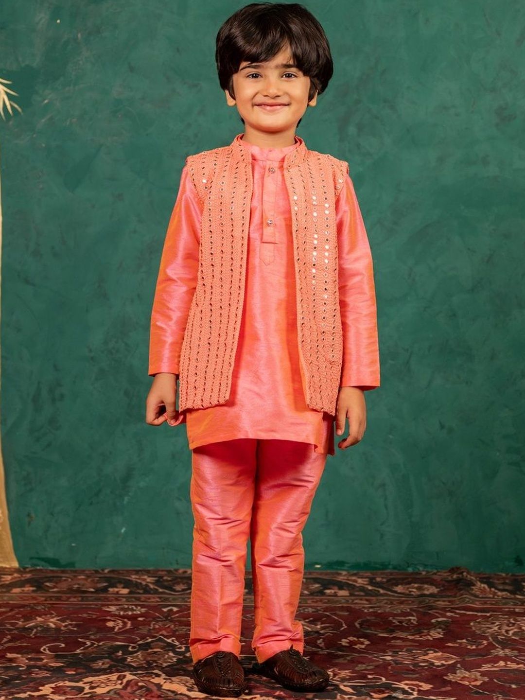 Jilmil Boys Ethnic Motifs Embroidered Regular Kurta with Pyjamas-picture-31