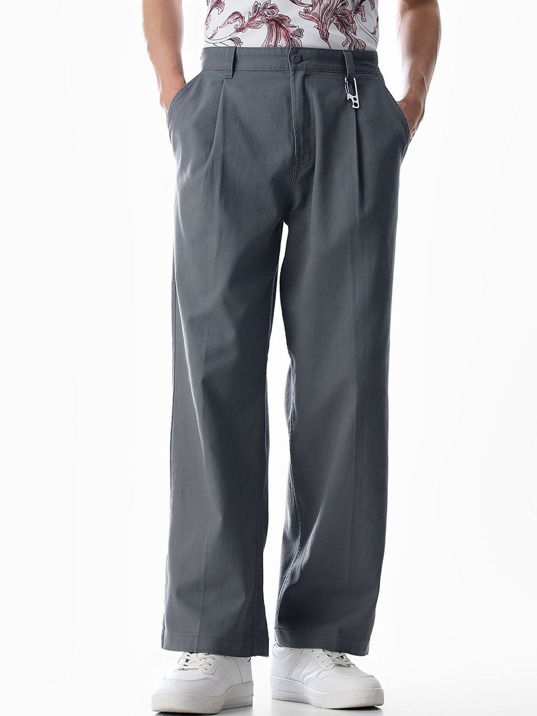 Jack & Jones Men Loose Fit High-Rise Cotton Chinos Trousers-picture-22