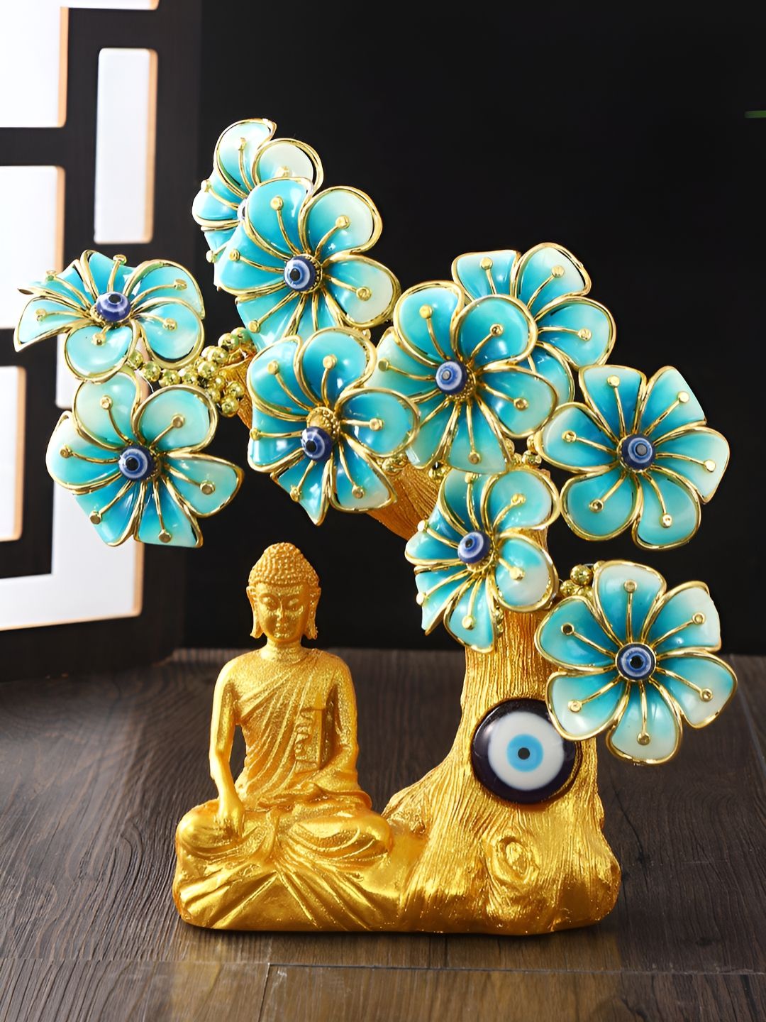 TIED RIBBONS Tree of Life with Buddha Evil Eye Feng Shui Vaastu Showpiece