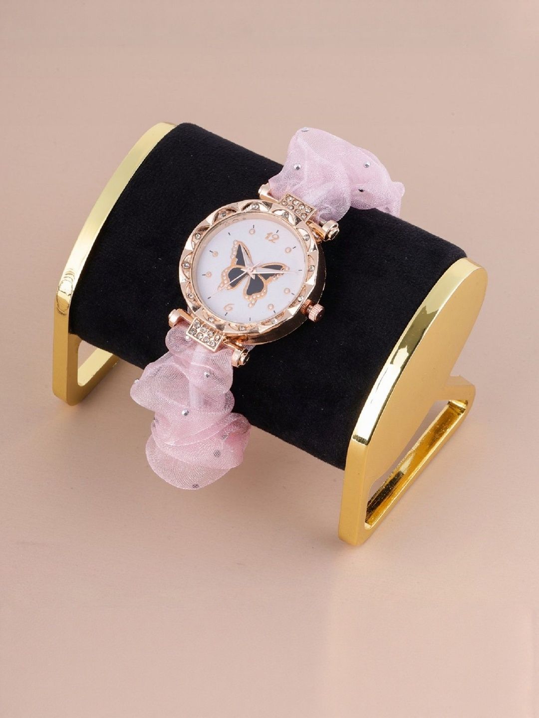 SZN Women Pink Acetate Glass Scrunchies Strap Analog Watch-image-5