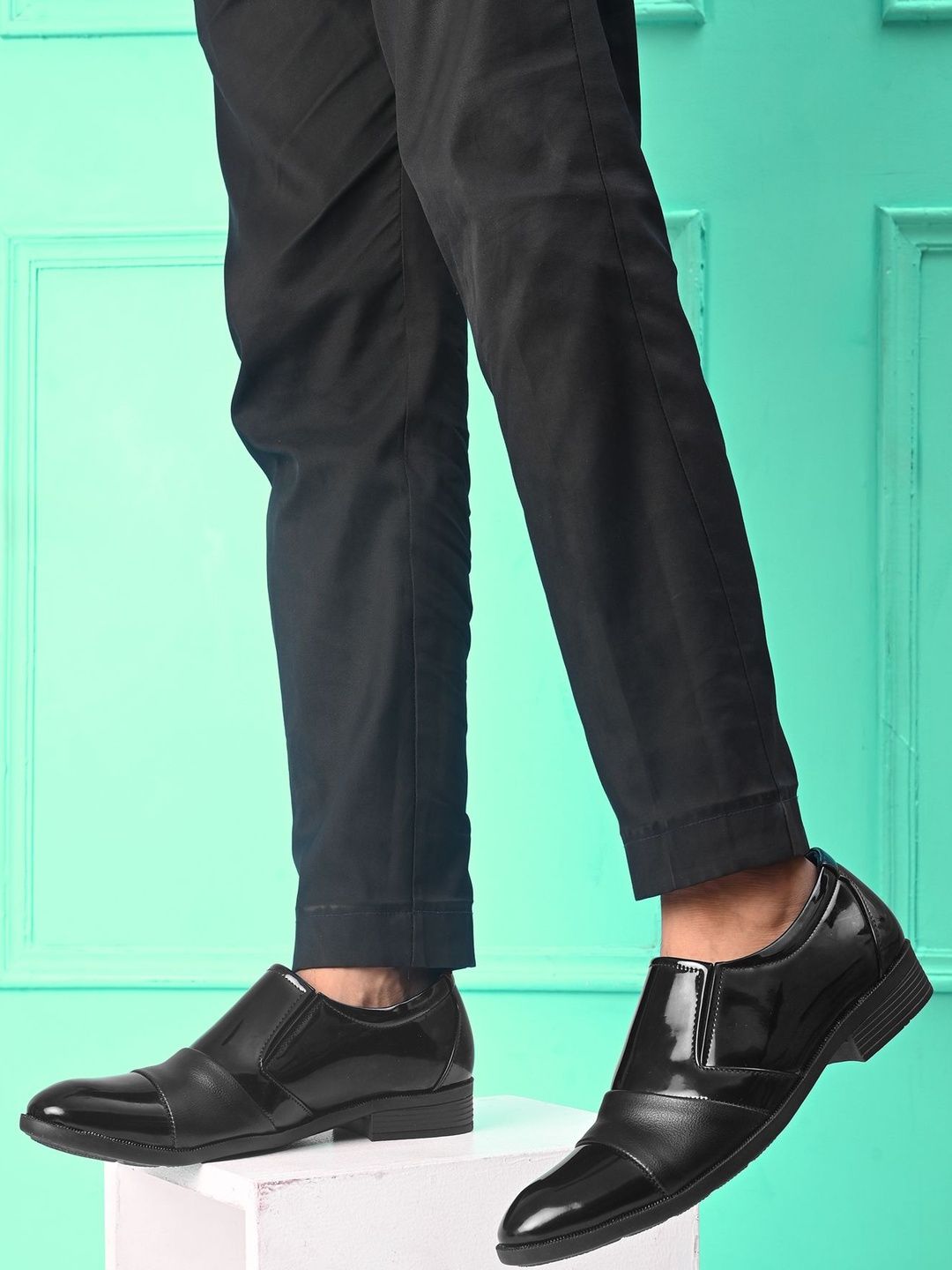 HERE&NOW Men Black Solid Formal Shoes-image-46