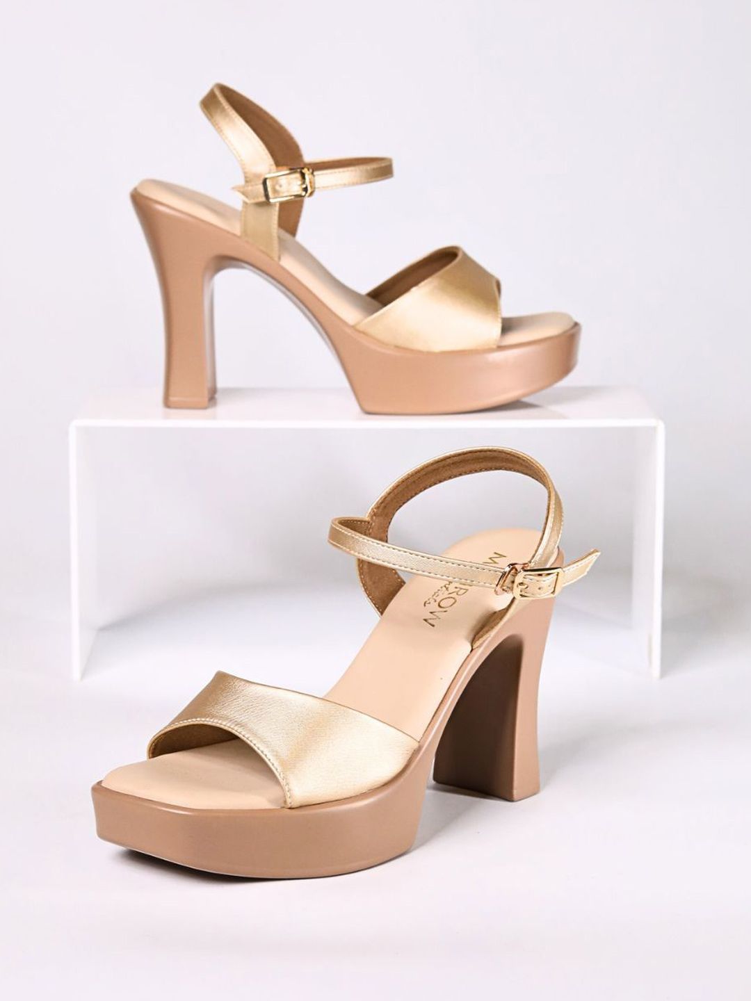 Monrow Women Elora Gold Block Heels-image-12