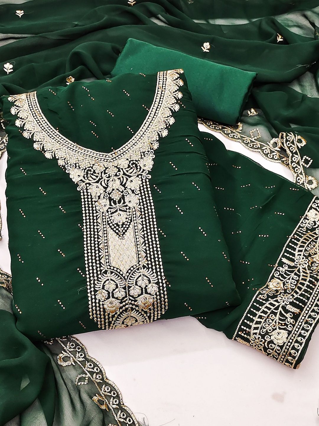 KALINI Women Green Embroidered Unstitched Dress Material-picture-30