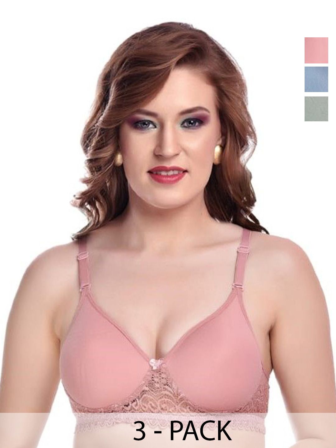 CRIBE Pack Of 3 Medium Coverage Lightly Padded All Day Comfort T-shirt Bra-picture-30