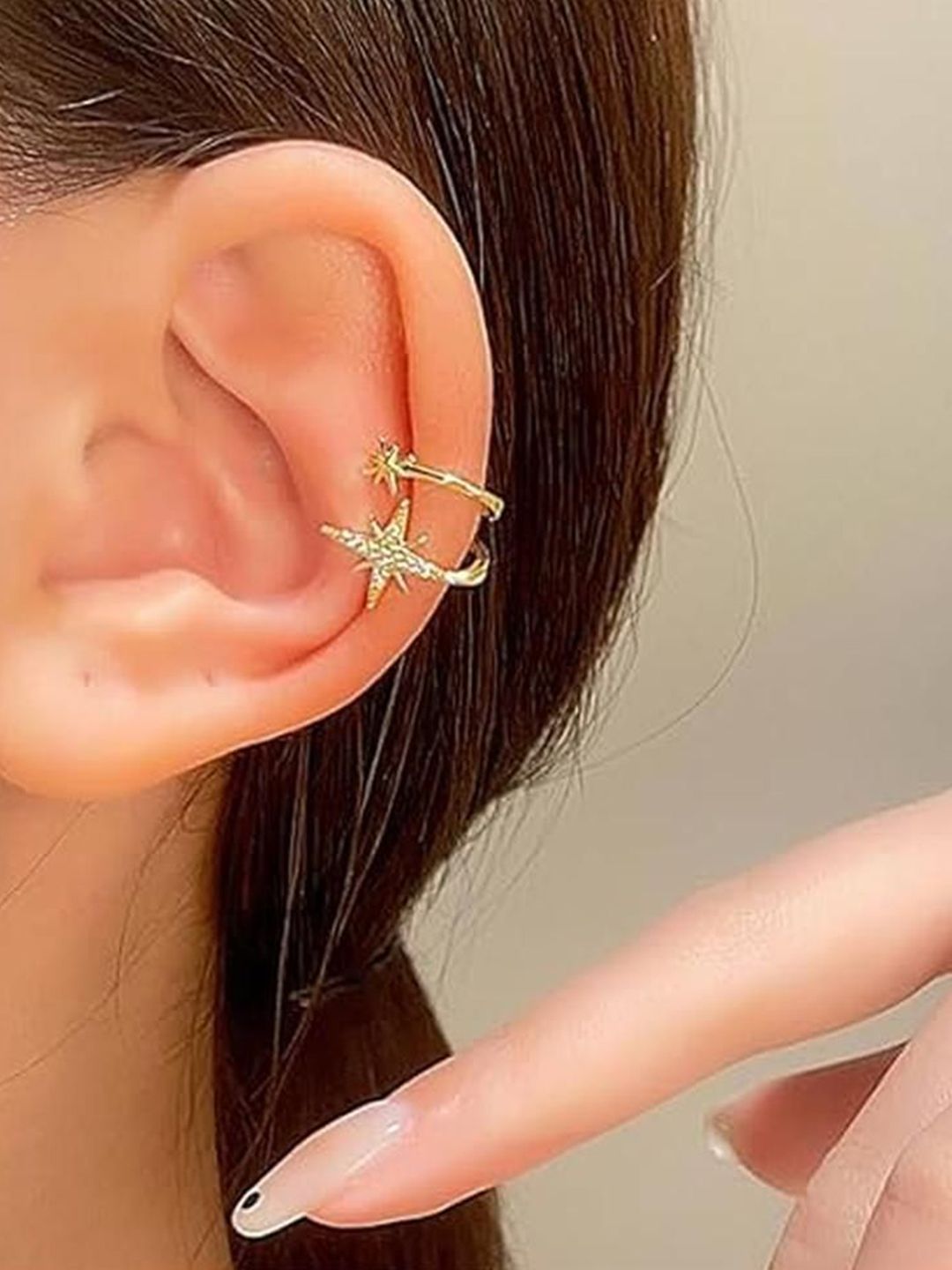 EL REGALO Artificial Stones Studded Star Shaped Ear Cuff-image-23