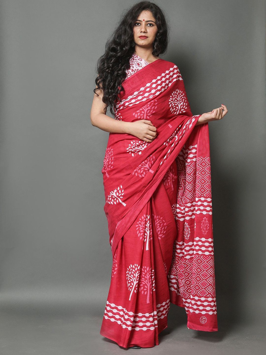 Craft Musium Ethnic Motifs Printed Pure Cotton Saree-picture-13