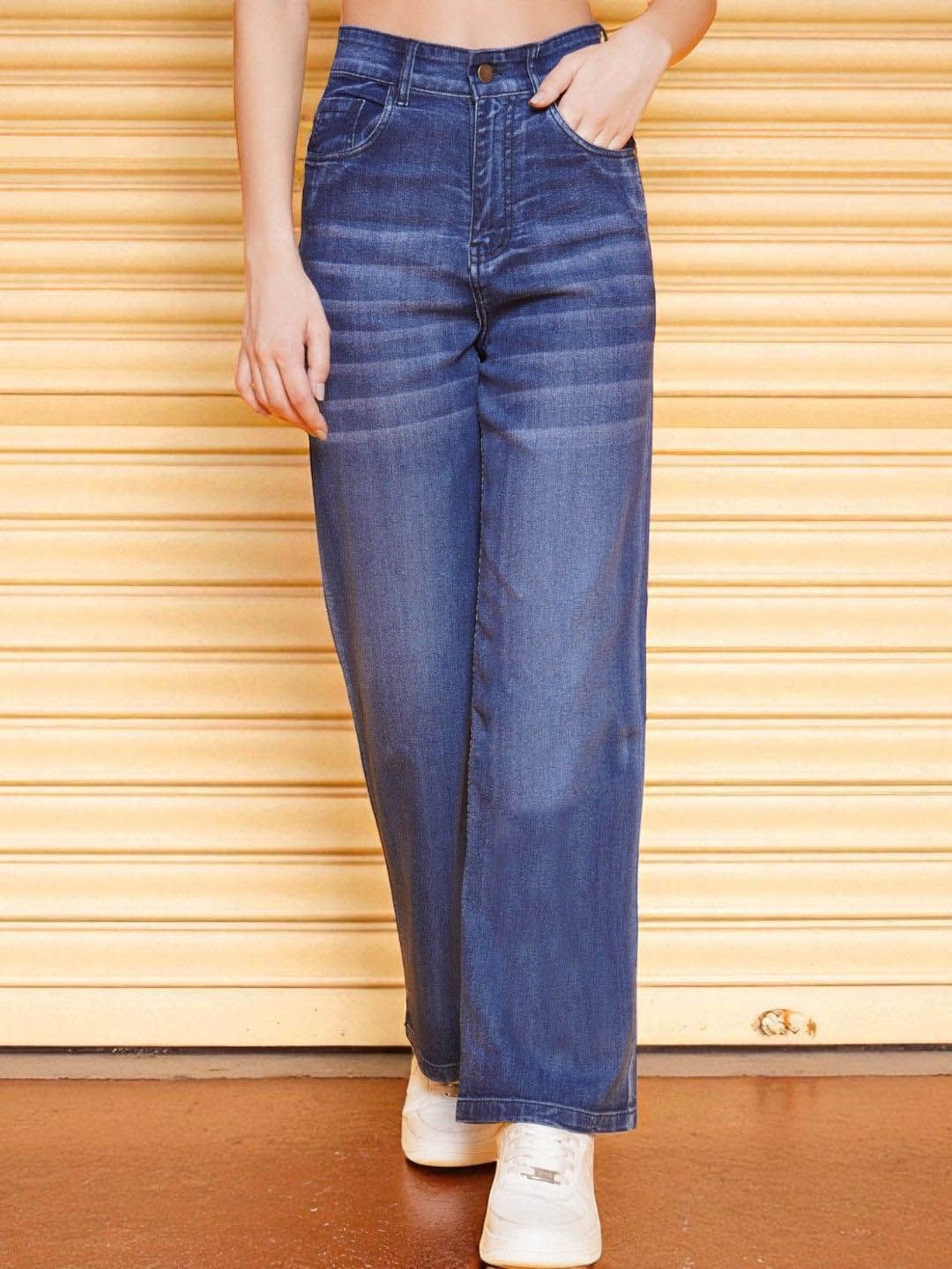 KATLINE Women Smart Straight Fit High-Rise Light Fade Stretchable Jeans-picture-17