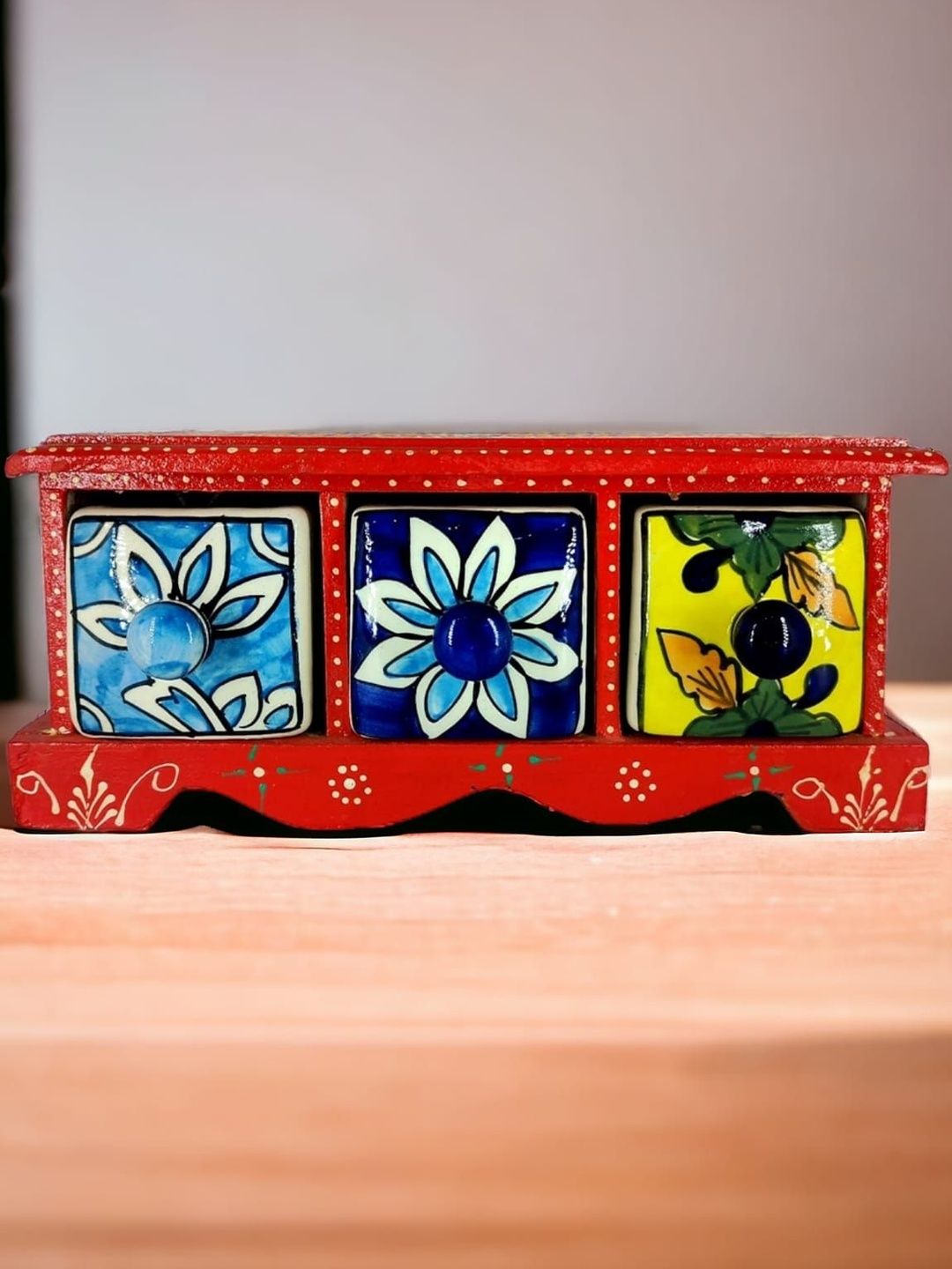 DIWAM HANDICRAFTS Red Storage Drawers Box