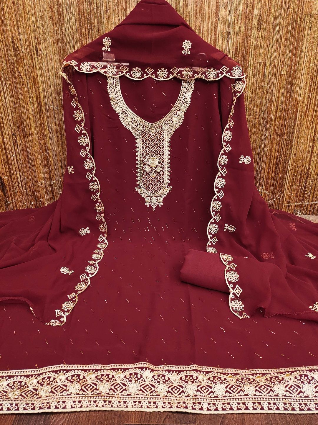 KALINI Embroidered Unstitched Georgette Dress Material-picture-23