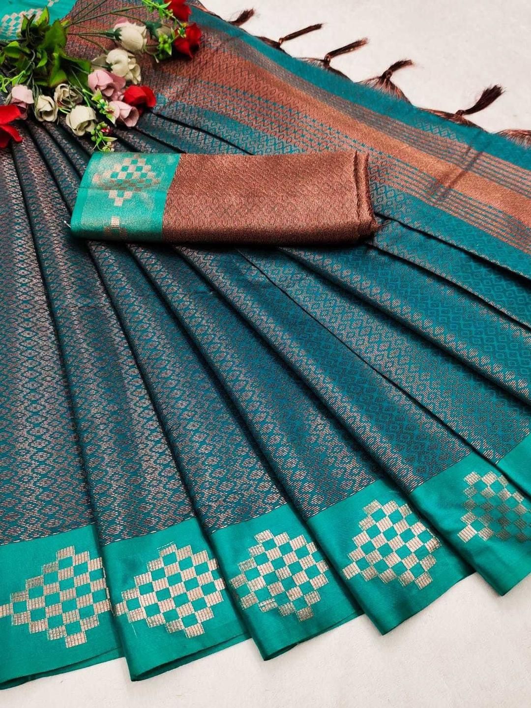 Ruhabs Woven Design Saree With Blouse Piece-picture-12
