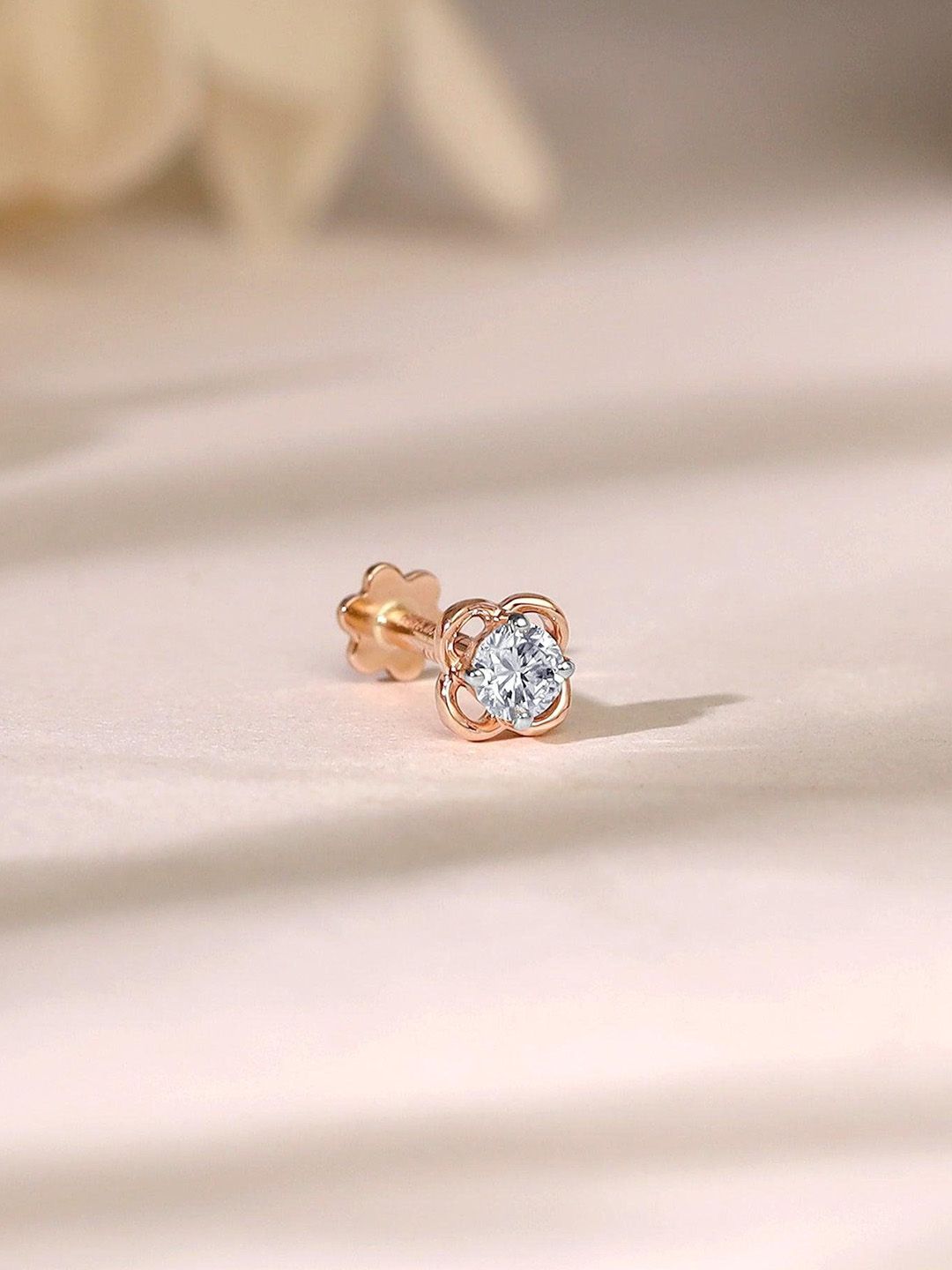 GIVA 14Kt Rose Gold Floral Nosepin Diamond - 0.45g-picture-39