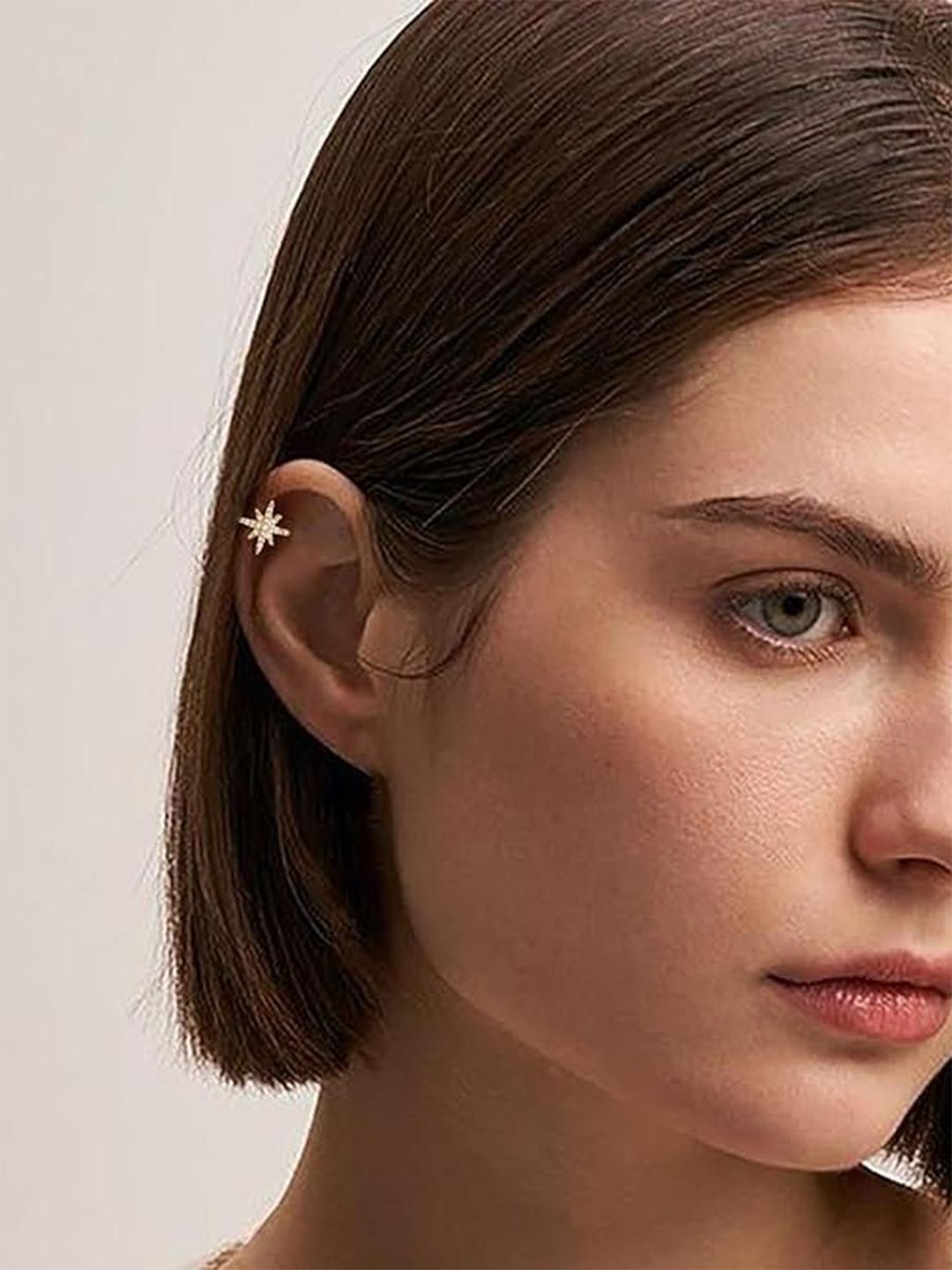 EL REGALO 14k Gold-Plated Cubic Zirconia Studded Star Shaped Clip On Ear Cuffs-image-37