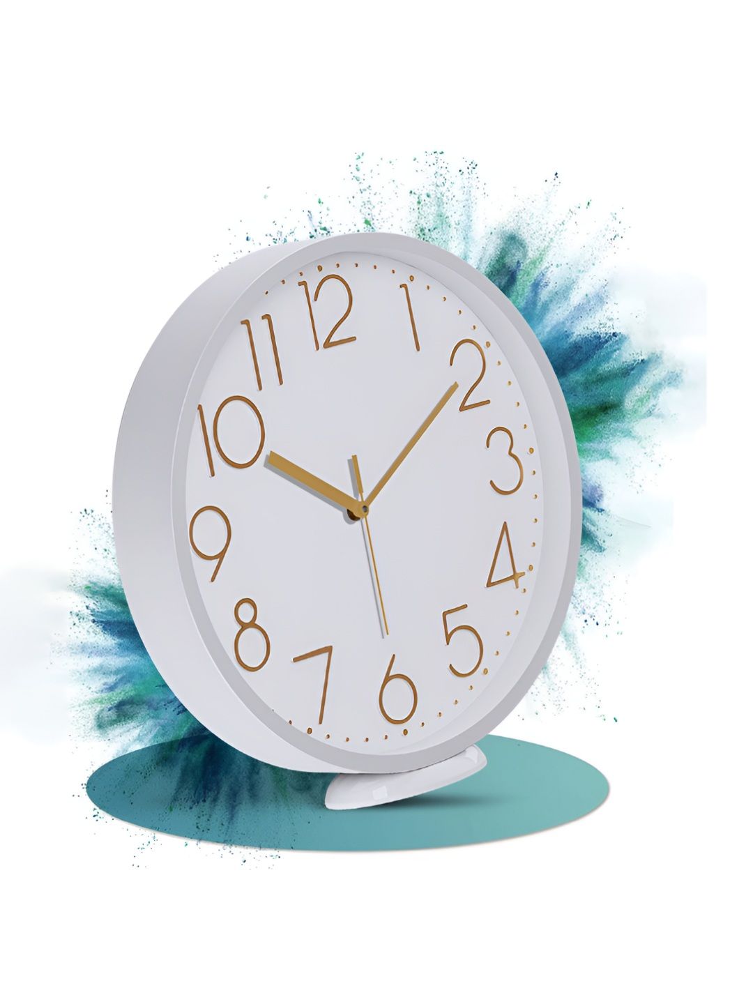 RANDOM White & Gold-Toned Round Analogue OK To Wake Contemporary Foiling Wall Clock-picture-30