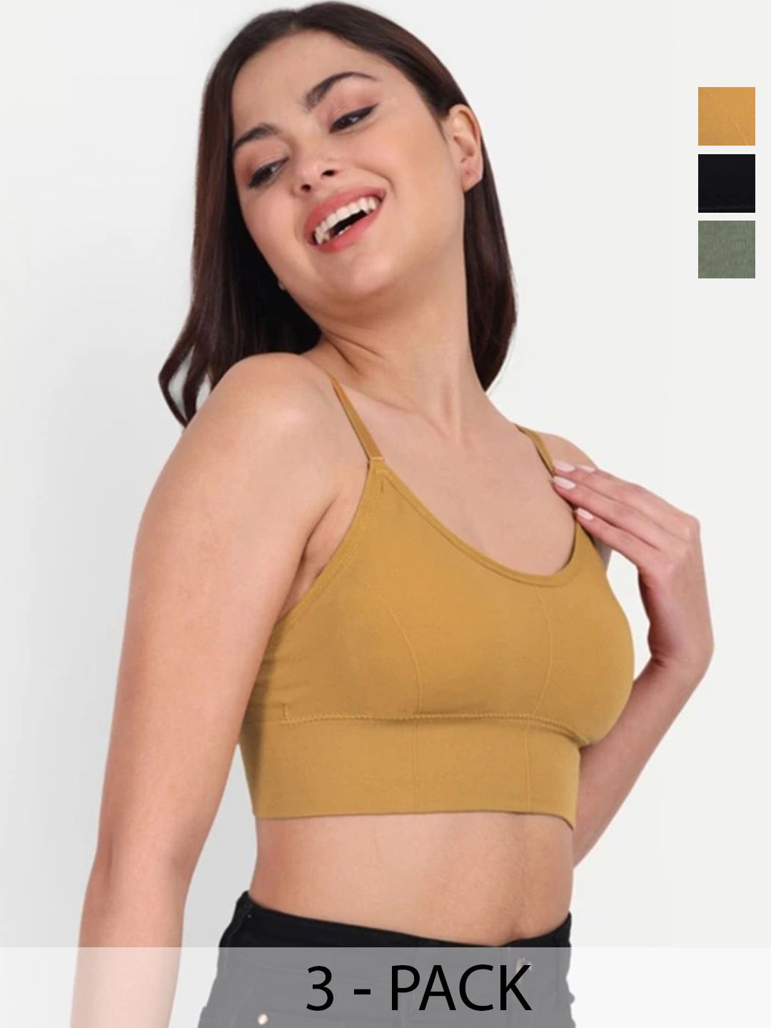 KAMINI Pack Of 3 Full Coverage Lightly Padded Bralette Bra-picture-14