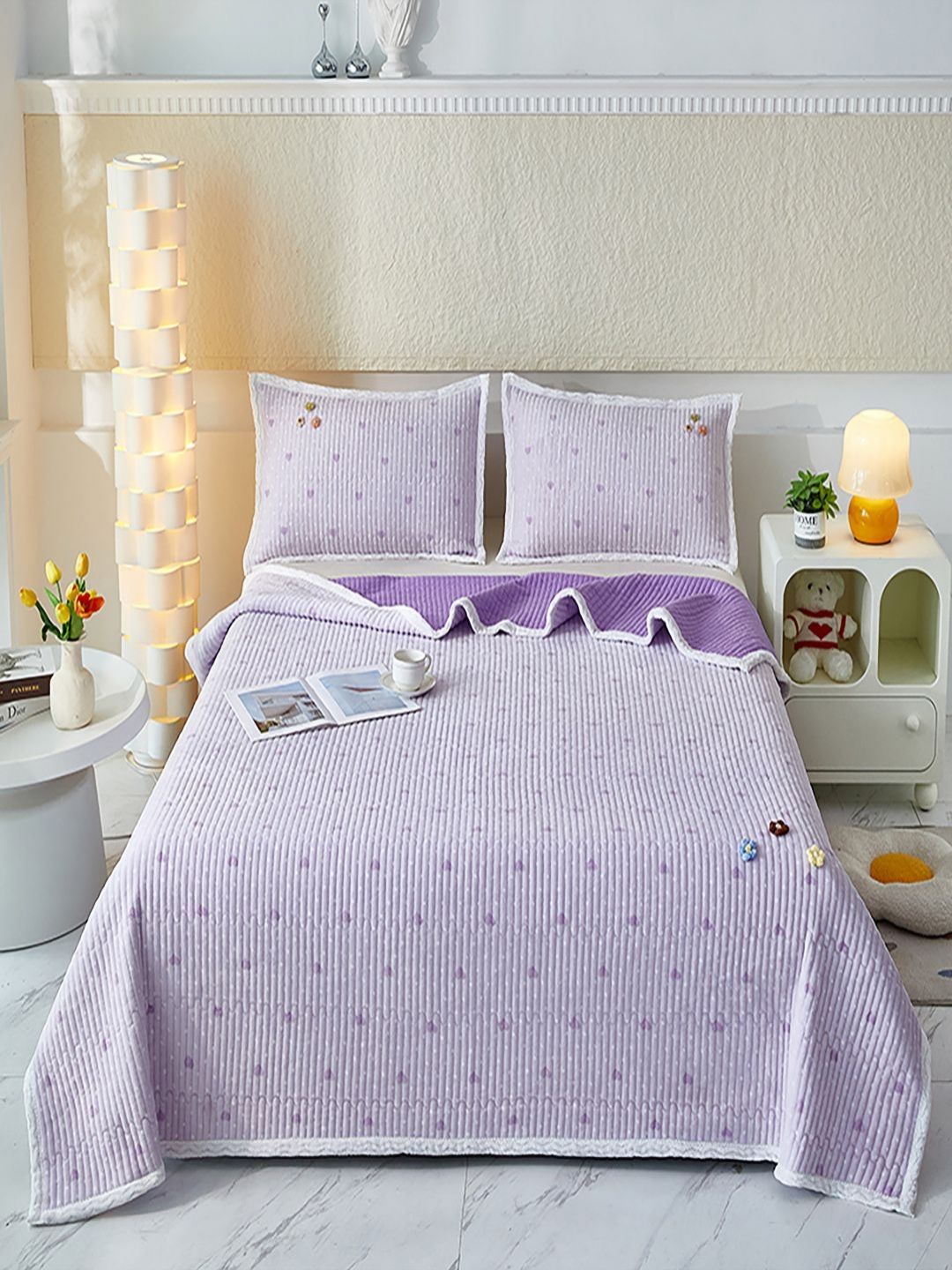 JC HOME Printed 162 TC Double King Bed Covers With 2 Pillow Covers-image-43
