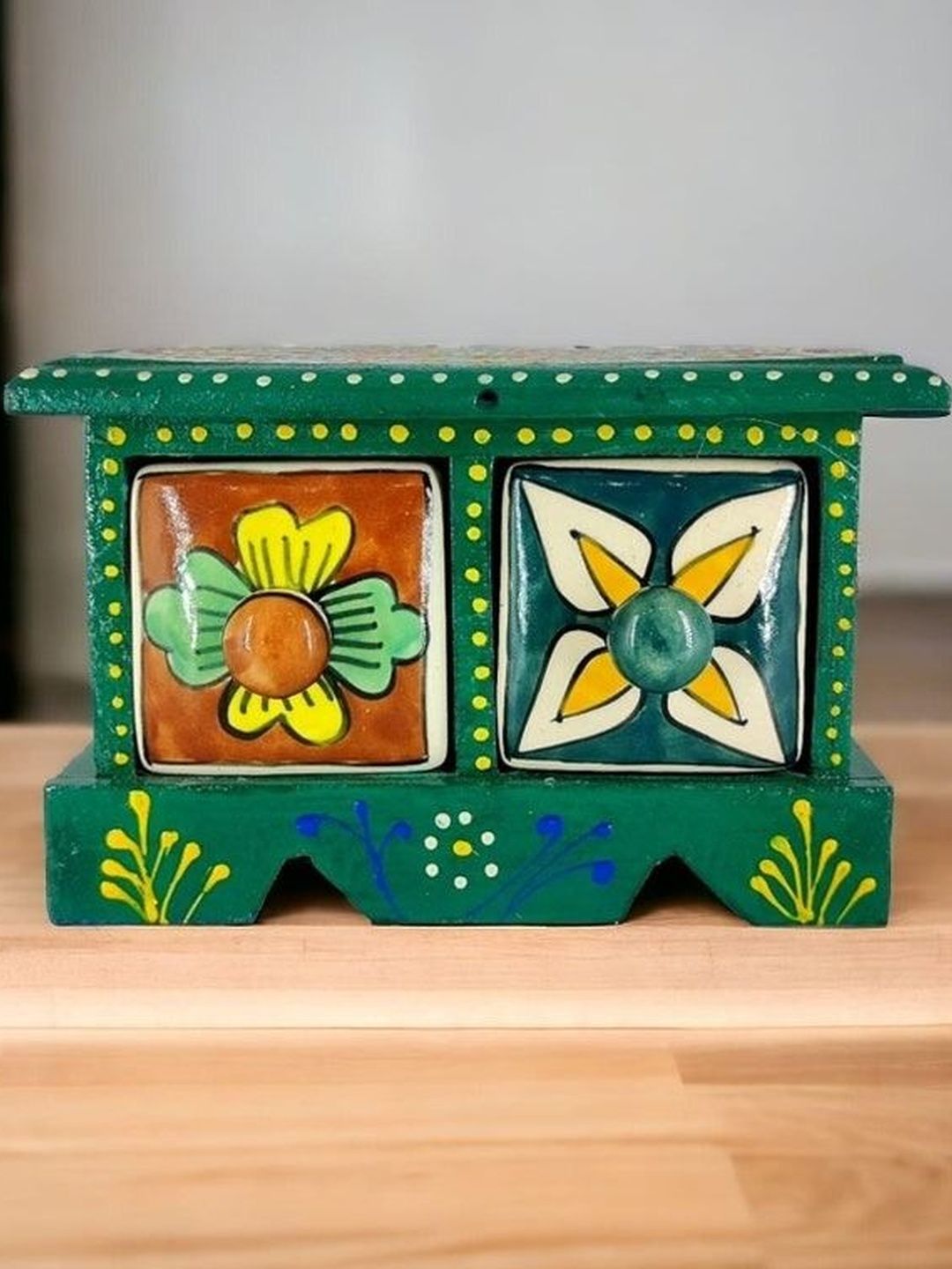 DIWAM HANDICRAFTS Green Decorative Storage Drawers