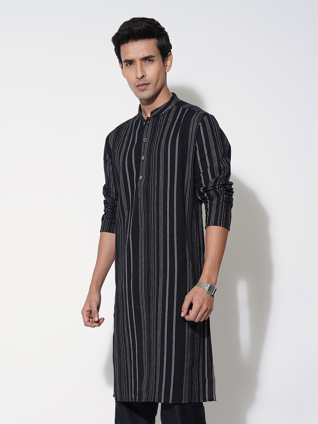 indus route by Pantaloons Men Thread Work Dobby Kurta-picture-11