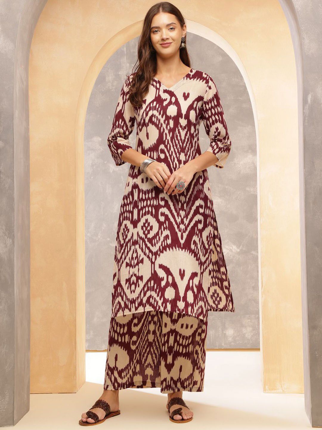 PHYSIL Women Printed Regular Calf Length Pure Cotton Straight Kurta with Trousers