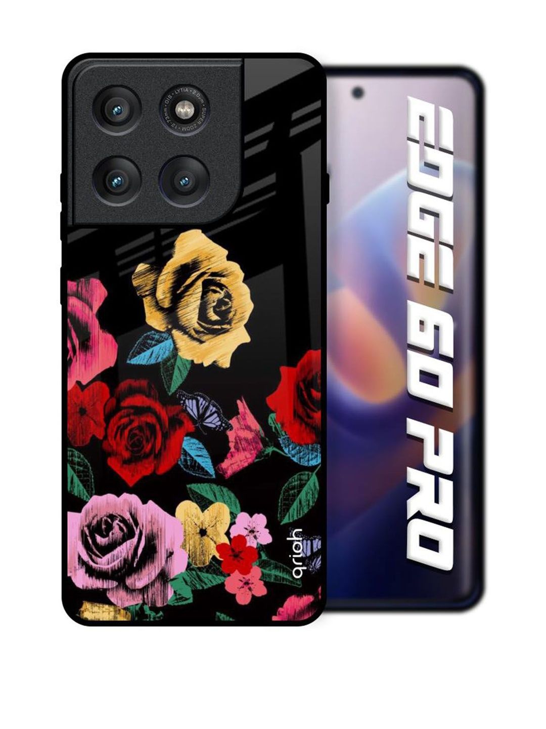 QRIOH Floral Printed Motorola Edge 60 Pro Glass Back Case Mobile Accessories-picture-14
